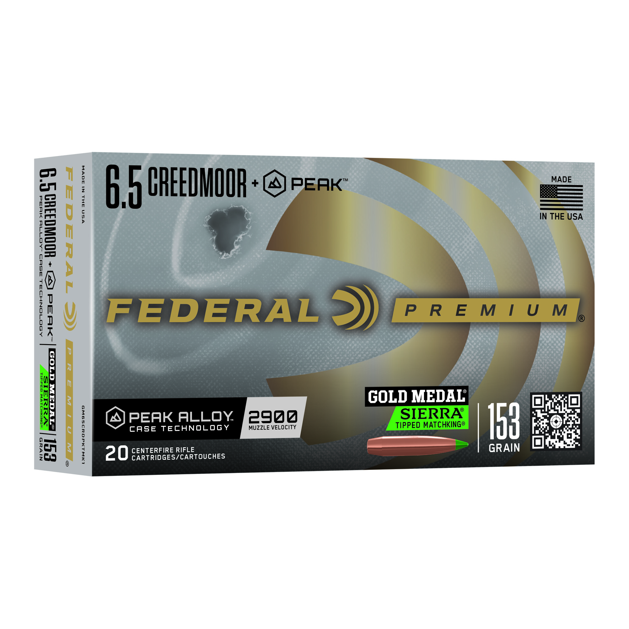 Federal Gold Mdl Peak 6.5cm 153 Grain 20/200 bulk ammo product image