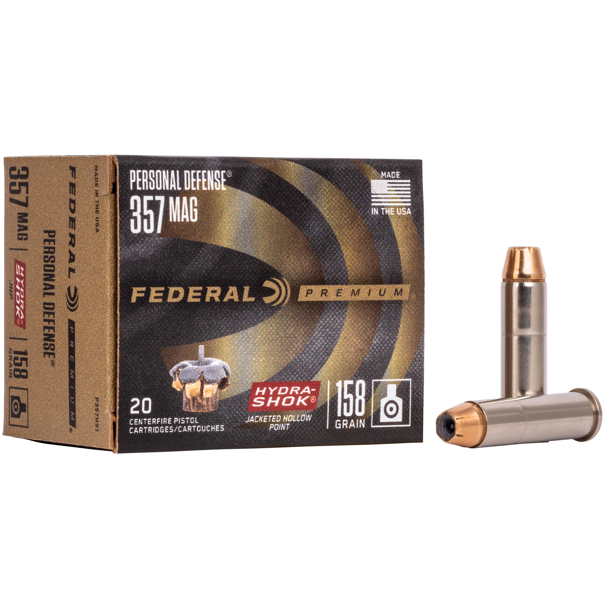 Federal Hydra-Shok 357mag 158 Grain 20/500 bulk ammo product image
