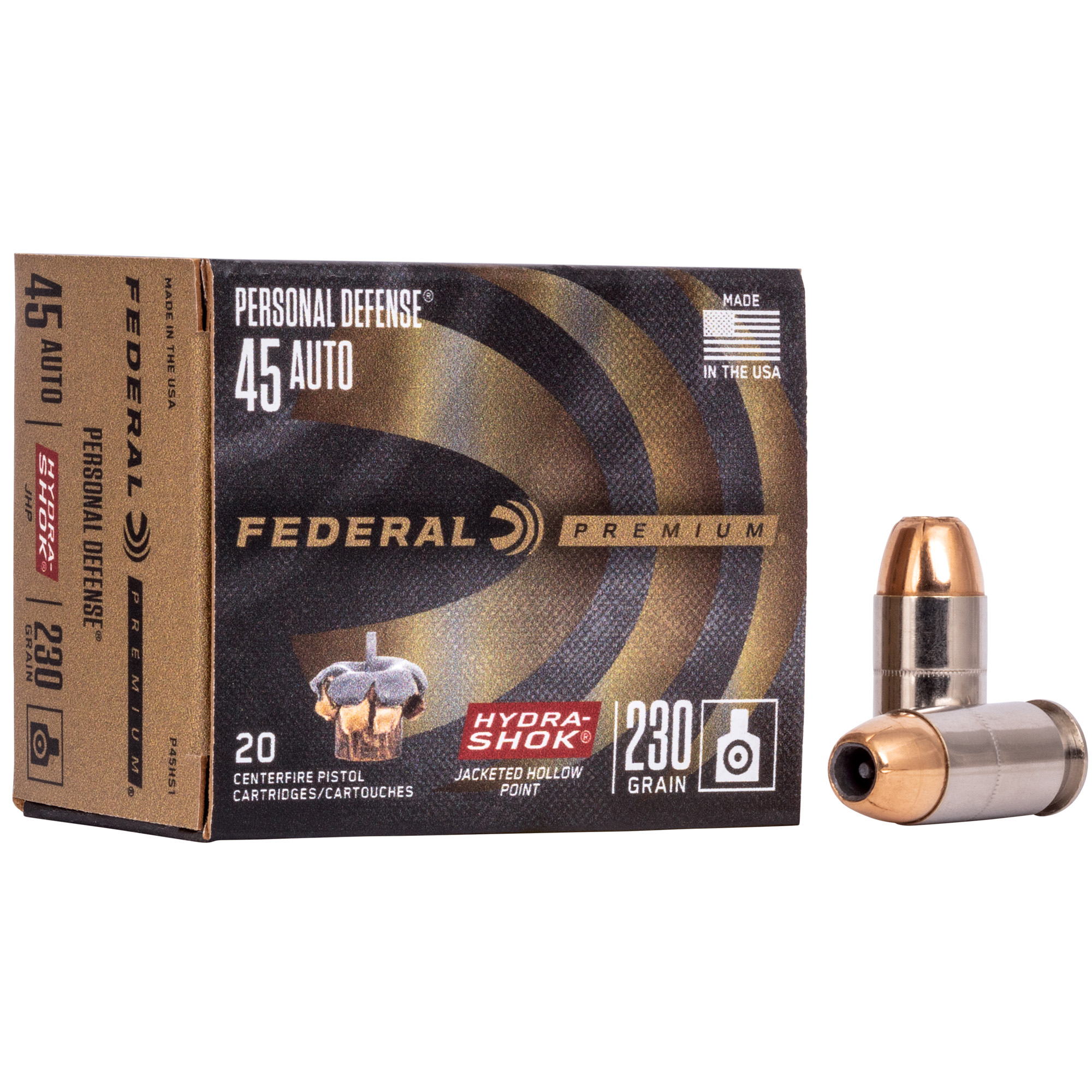 Federal Hydra-Shok 45 ACP 230 Grain HP 20/500 bulk ammo product image