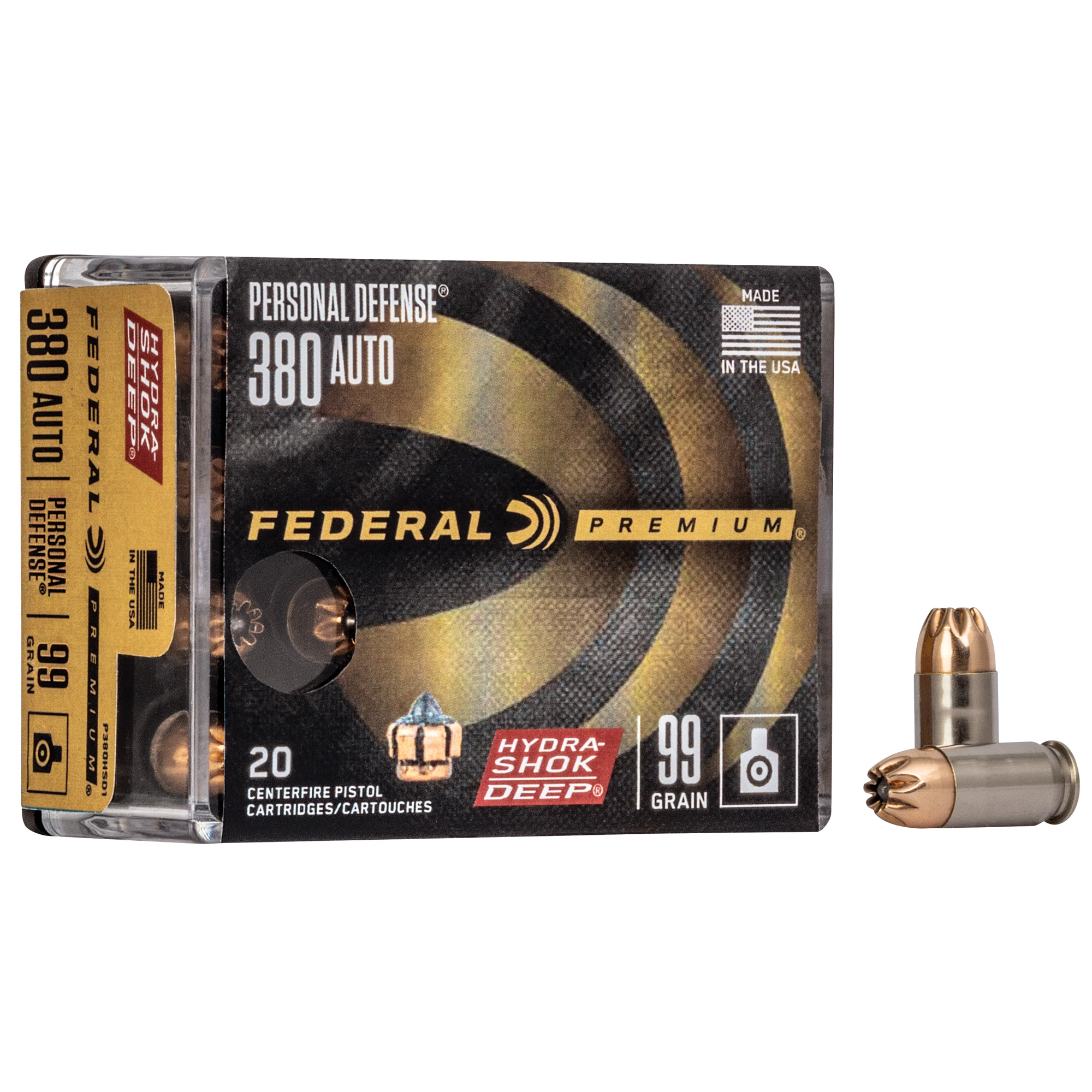 Federal Hydra-Shok Deep 380auto 99 Grain 20 bulk ammo product image