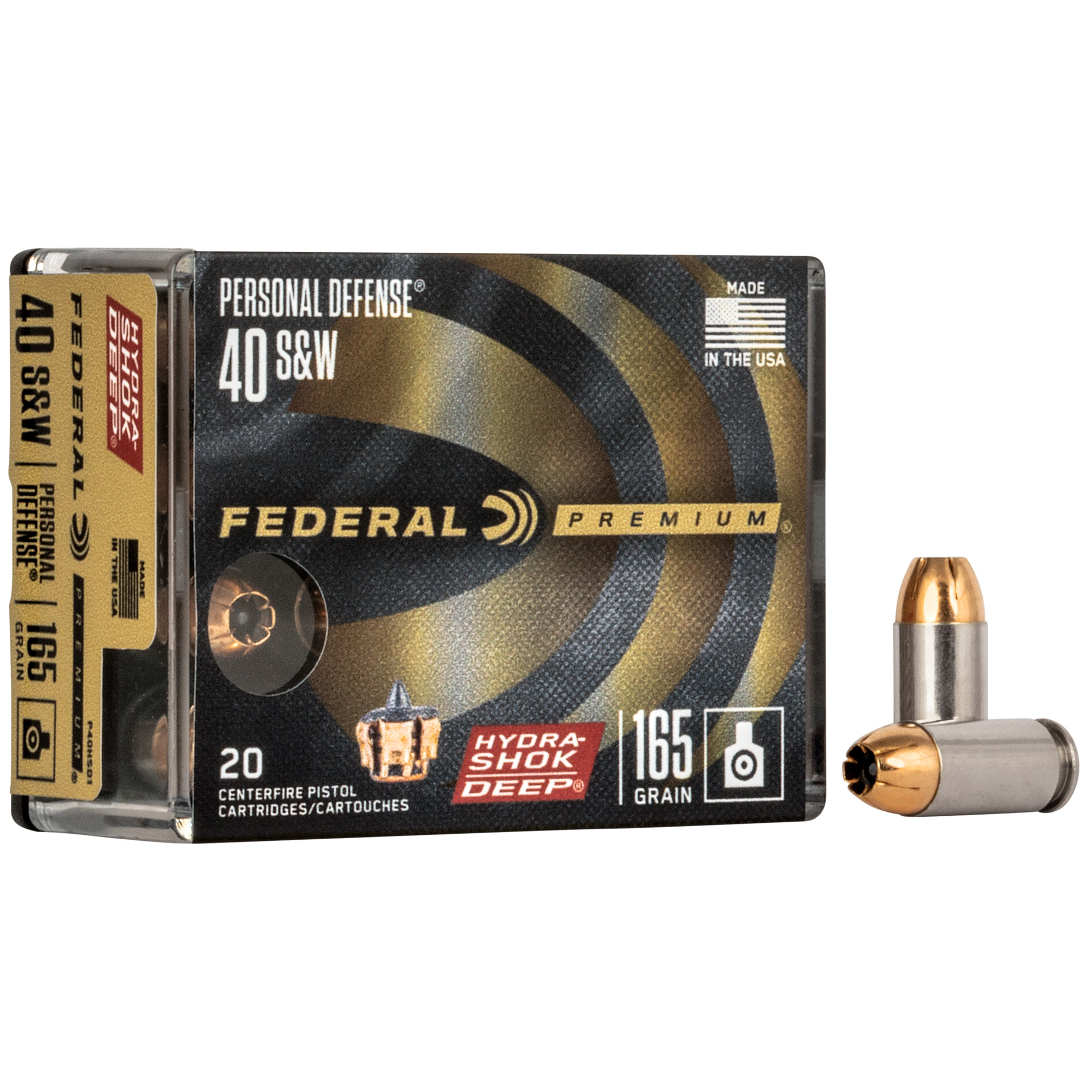 Federal Hydshk Dp 40s&w 165 Grain JHP 20/200 bulk ammo product image