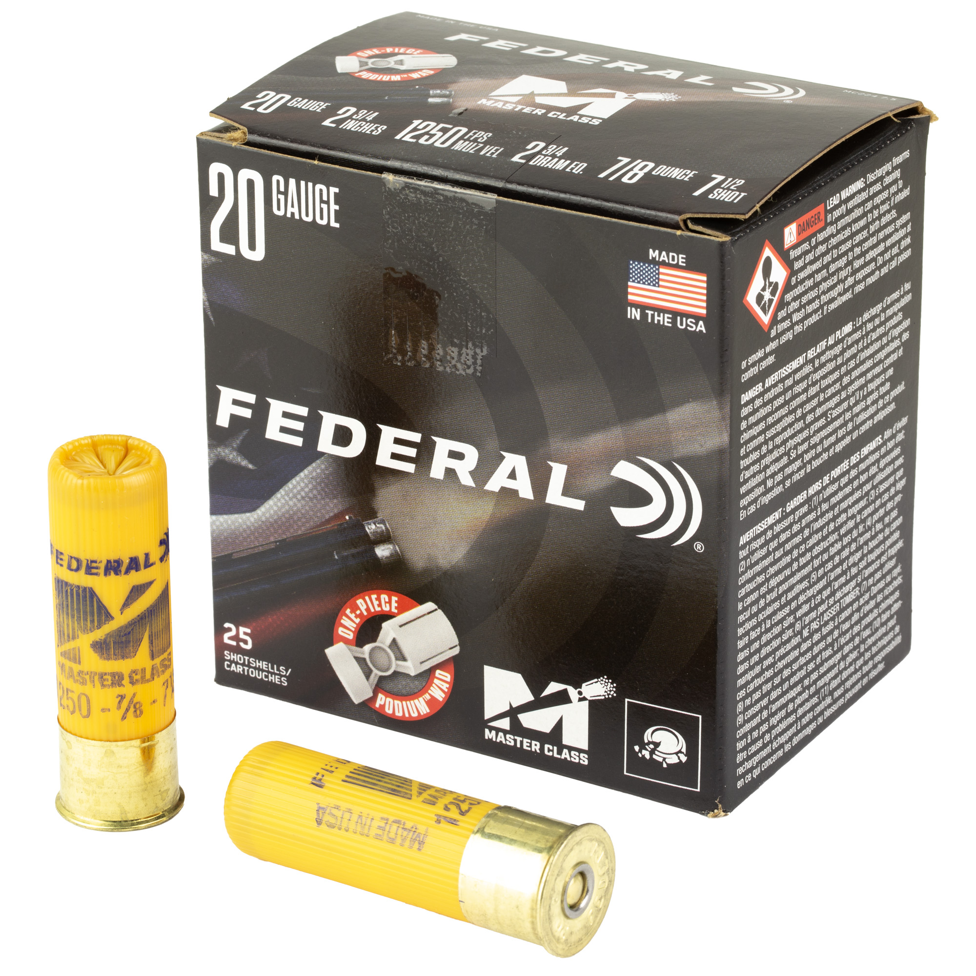 Federal Mstr Class 20 Gauge 2.75″ 7/8 oz #7.5 bulk ammo product image