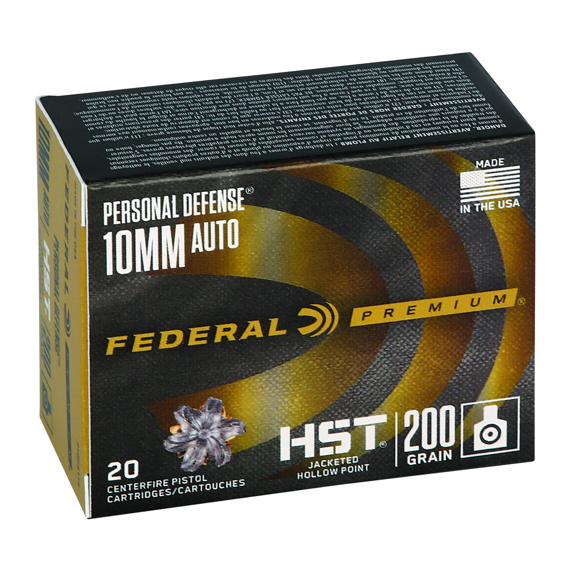 Federal Pd HST 10mm 200 Grain JHP 20/200 bulk ammo product image