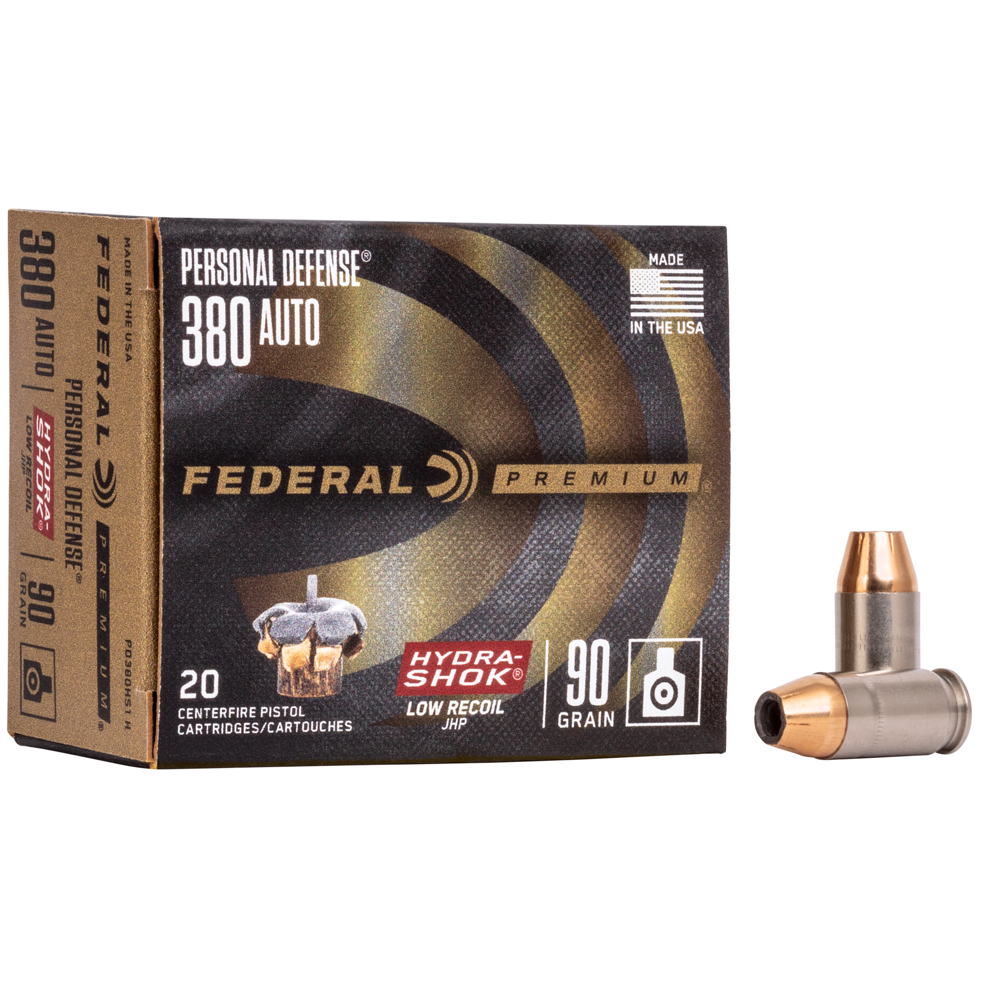 Federal Pd Hydra-Shok 380 ACP 90 Grain 20/200 bulk ammo product image