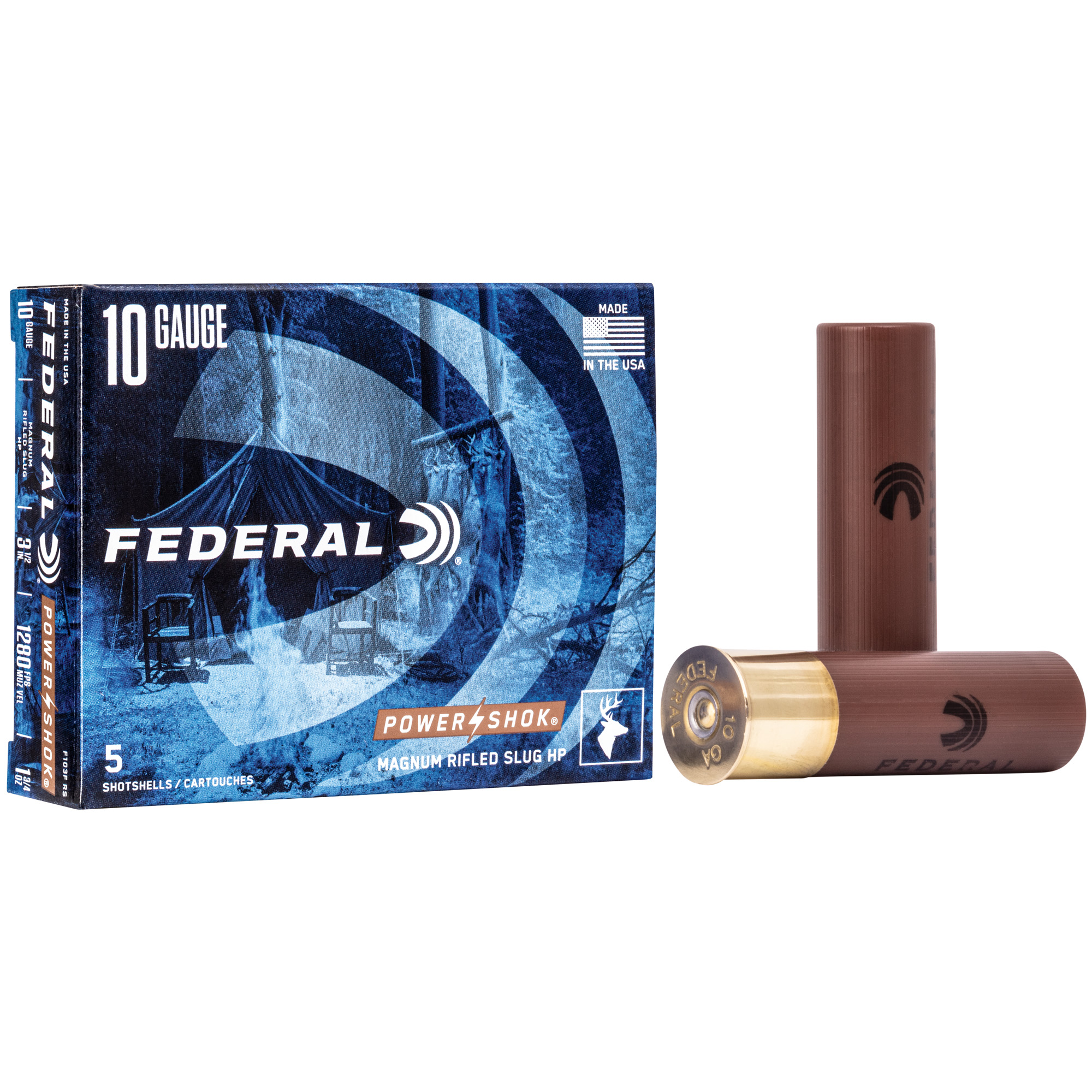 Federal Power-Shok 10 Gauge 3.5″ Rfl Slg 5/50 bulk ammo product image