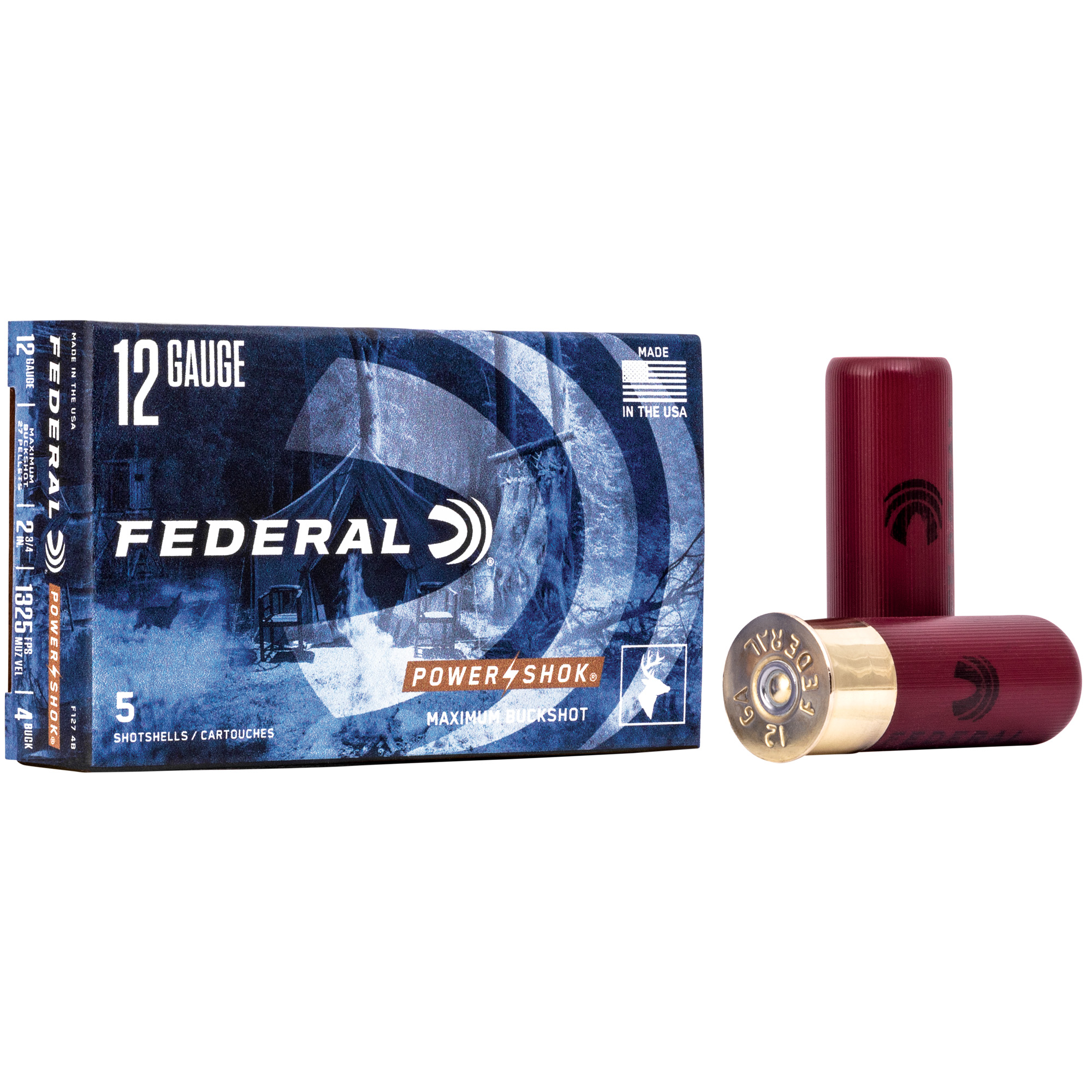 Federal Power-Shok 12 Gauge 2.75″ Mx #4 Bck 5/250 bulk ammo product image