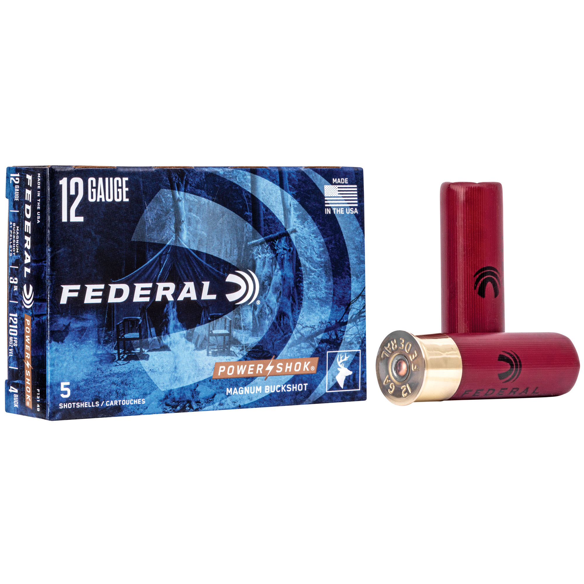 Federal Power-Shok 12 Gauge 3″ Mg #4 Bck 5/250 bulk ammo product image