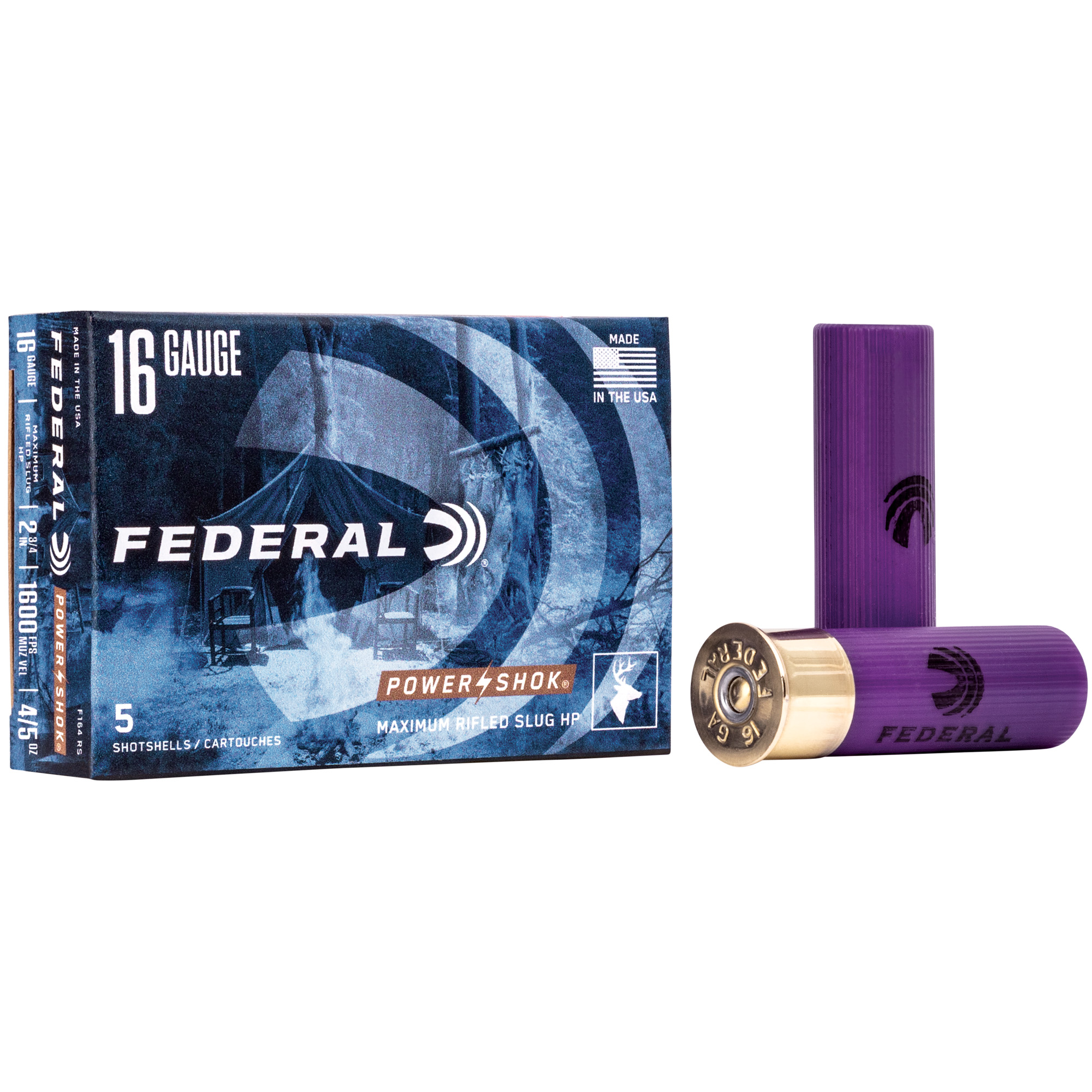 Federal Power-Shok 16 Gauge 2.75″ Mx Rfl Sl 5/250 bulk ammo product image