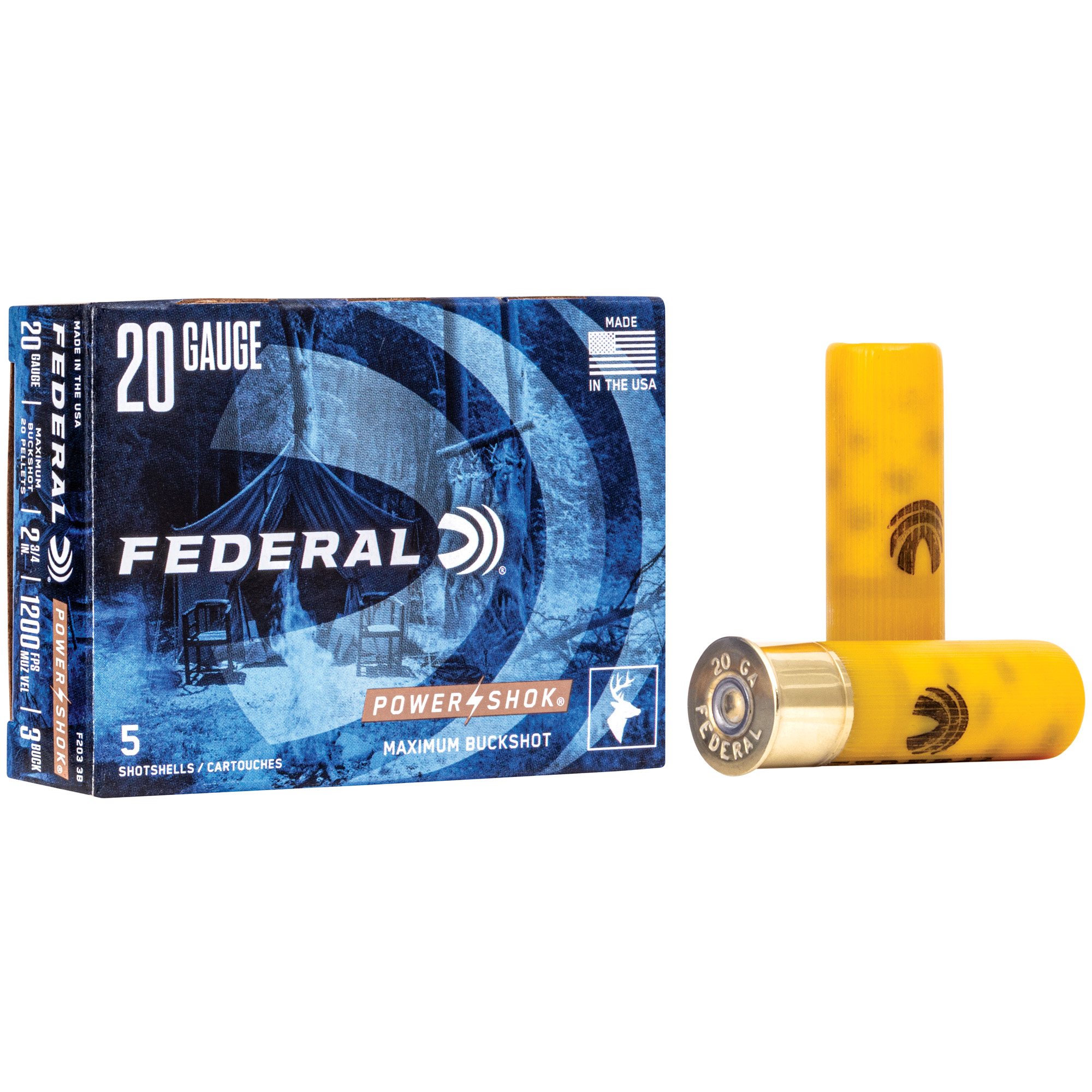 Federal Power-Shok 20 Gauge 2.75″ Mx #3 Bck 5/250 bulk ammo product image