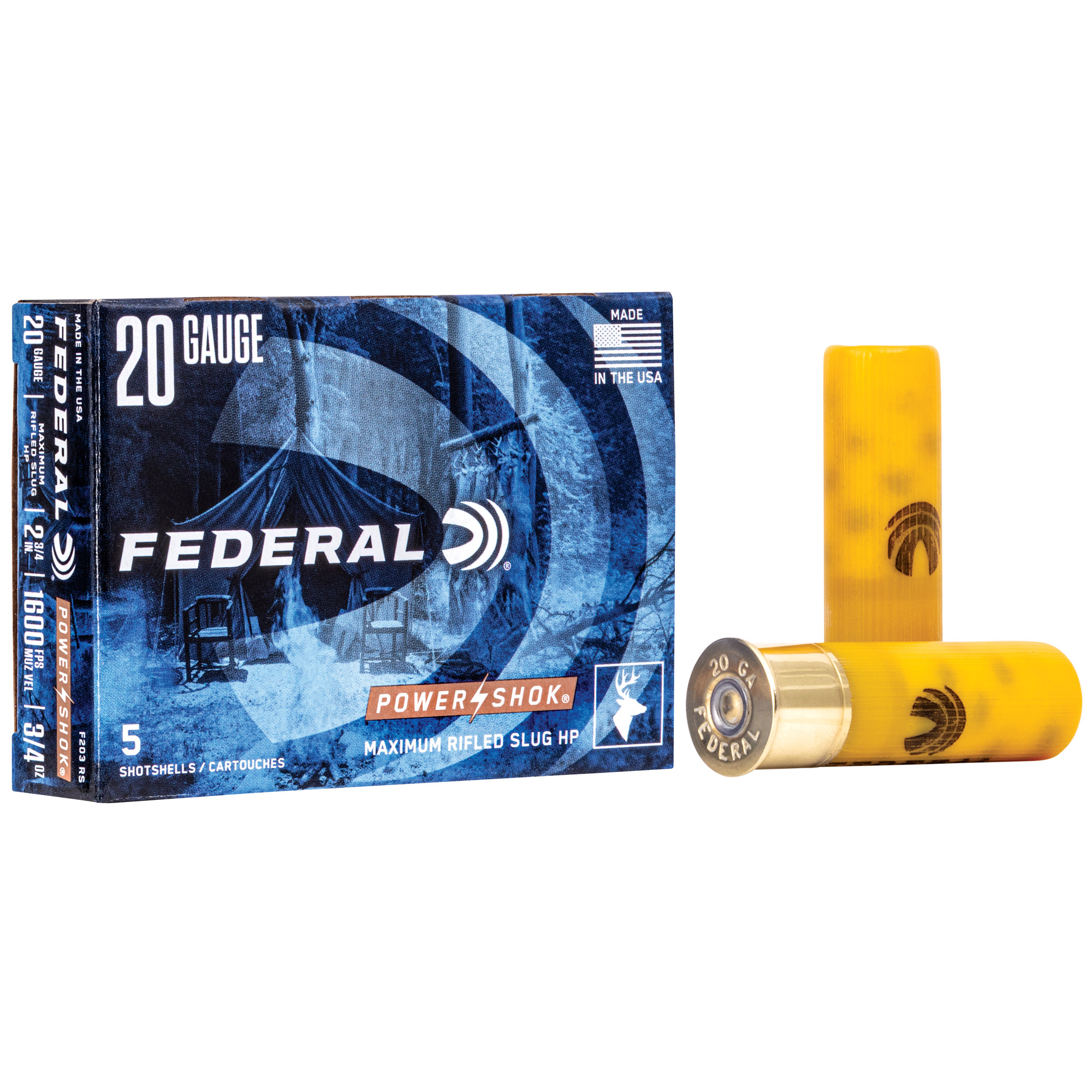 Federal Power-Shok 20 Gauge 2.75″ Mx Rfl Sl 5/250 bulk ammo product image