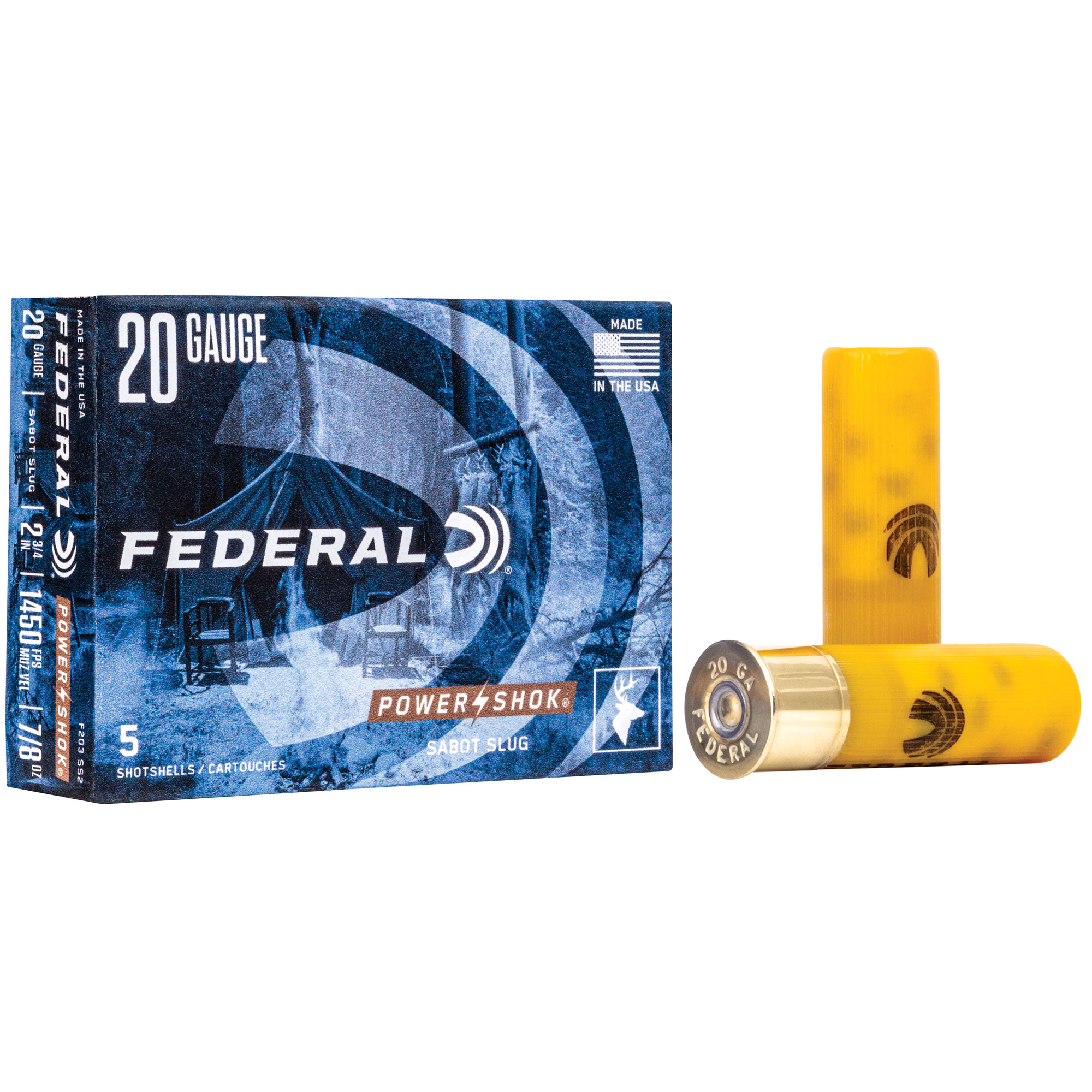 Federal Power-Shok 20 Gauge 2.75″ 7/8 oz Slg 5/250 bulk ammo product image