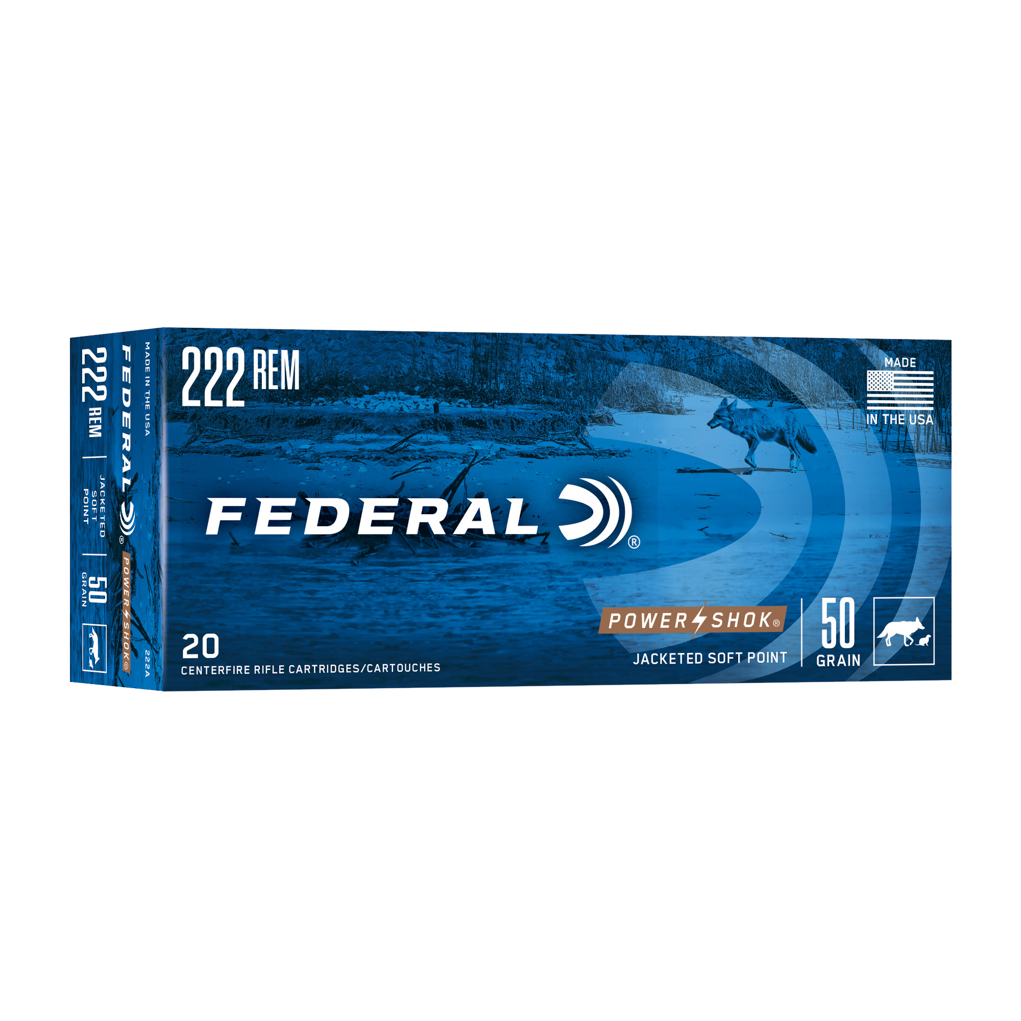 Federal Power-Shok 222rem 50 Grain SP 20/200 bulk ammo product image