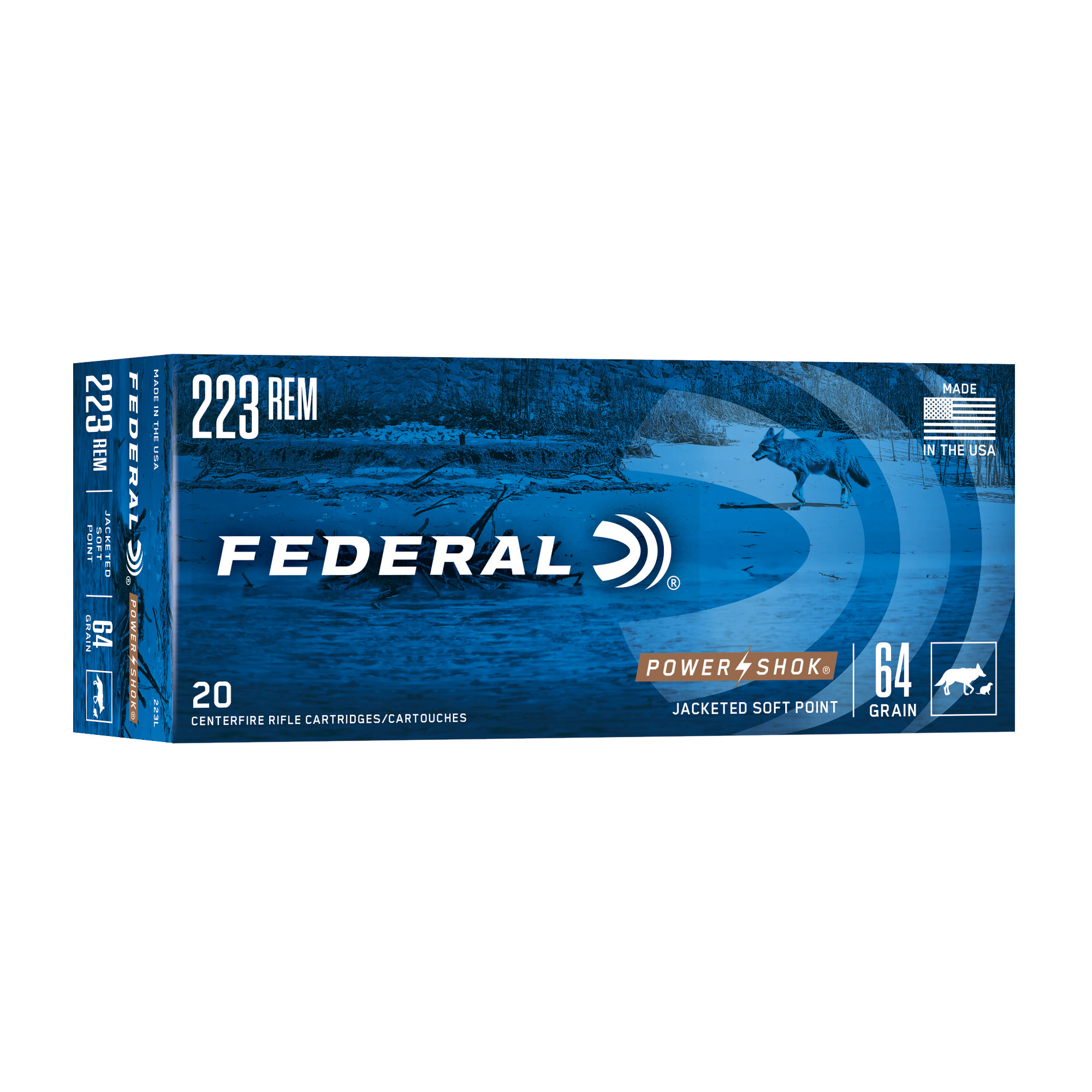 Federal Power-Shok 223rem 64 Grain SP 20/200 bulk ammo product image