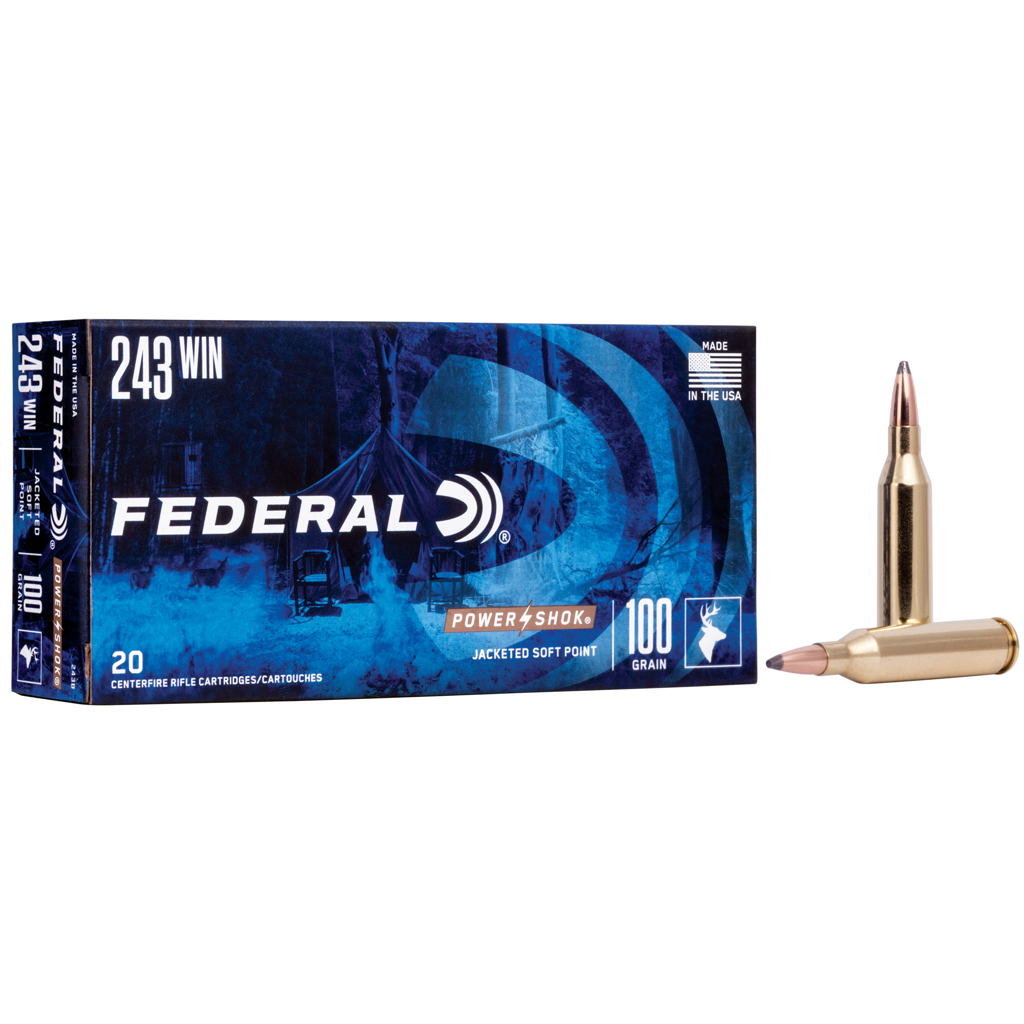 Federal Power-Shok 243win 100 Grain SP 20/200 bulk ammo product image