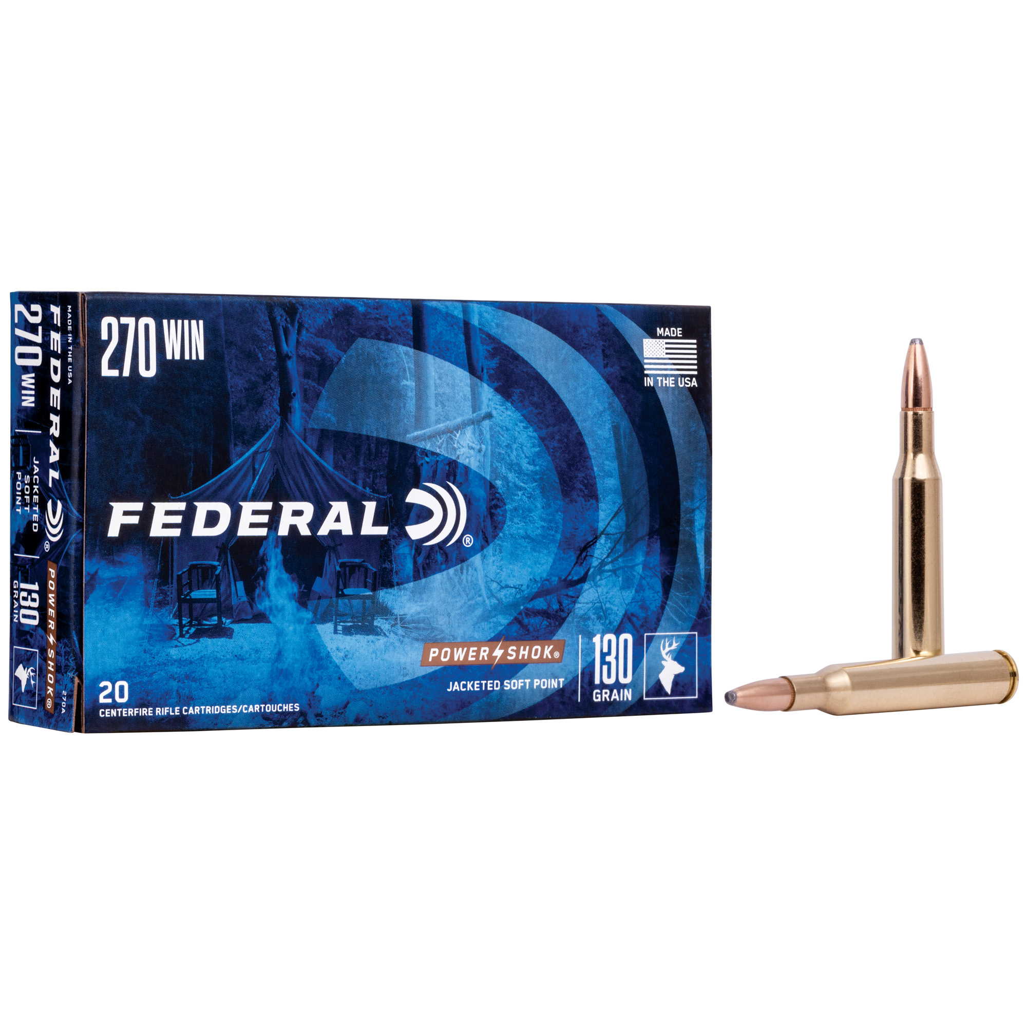 Federal Power-Shok 270win 130 Grain SP 20/200 bulk ammo product image