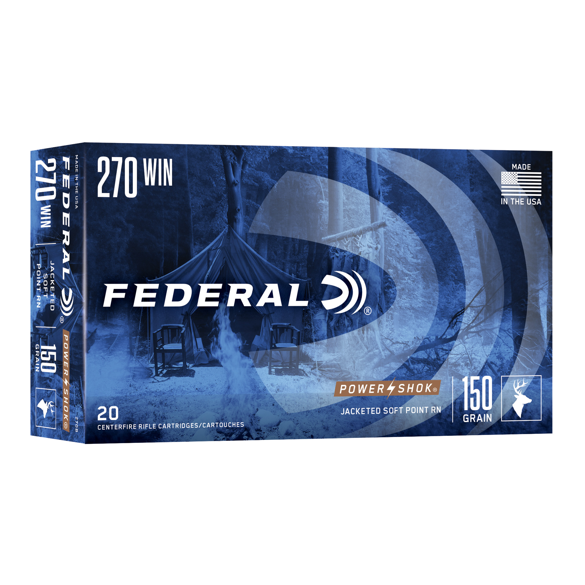 Federal Power-Shok 270win 150 Grain SP RN 20/200 bulk ammo product image