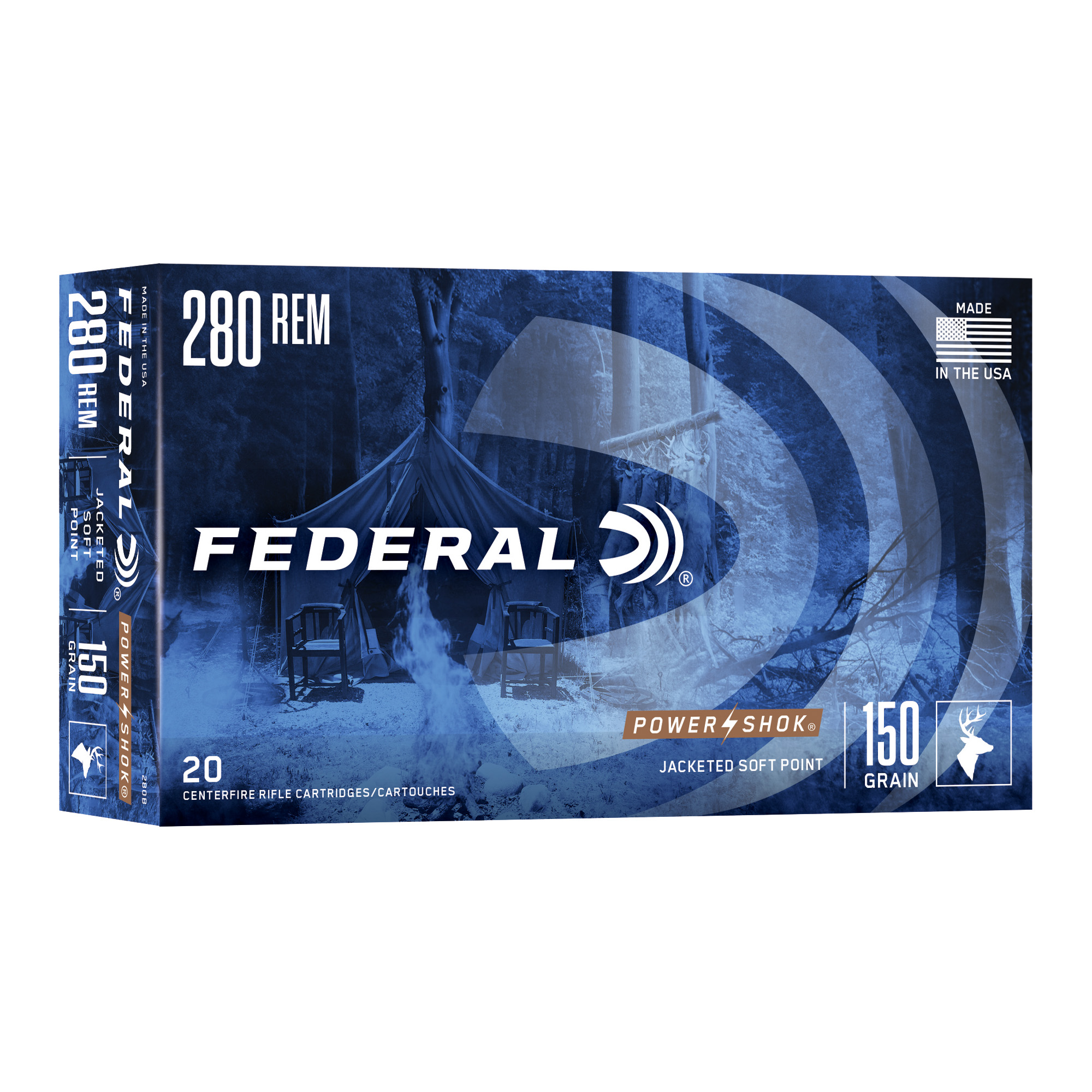 Federal Power-Shok 280rem 150 Grain SP 20/200 bulk ammo product image