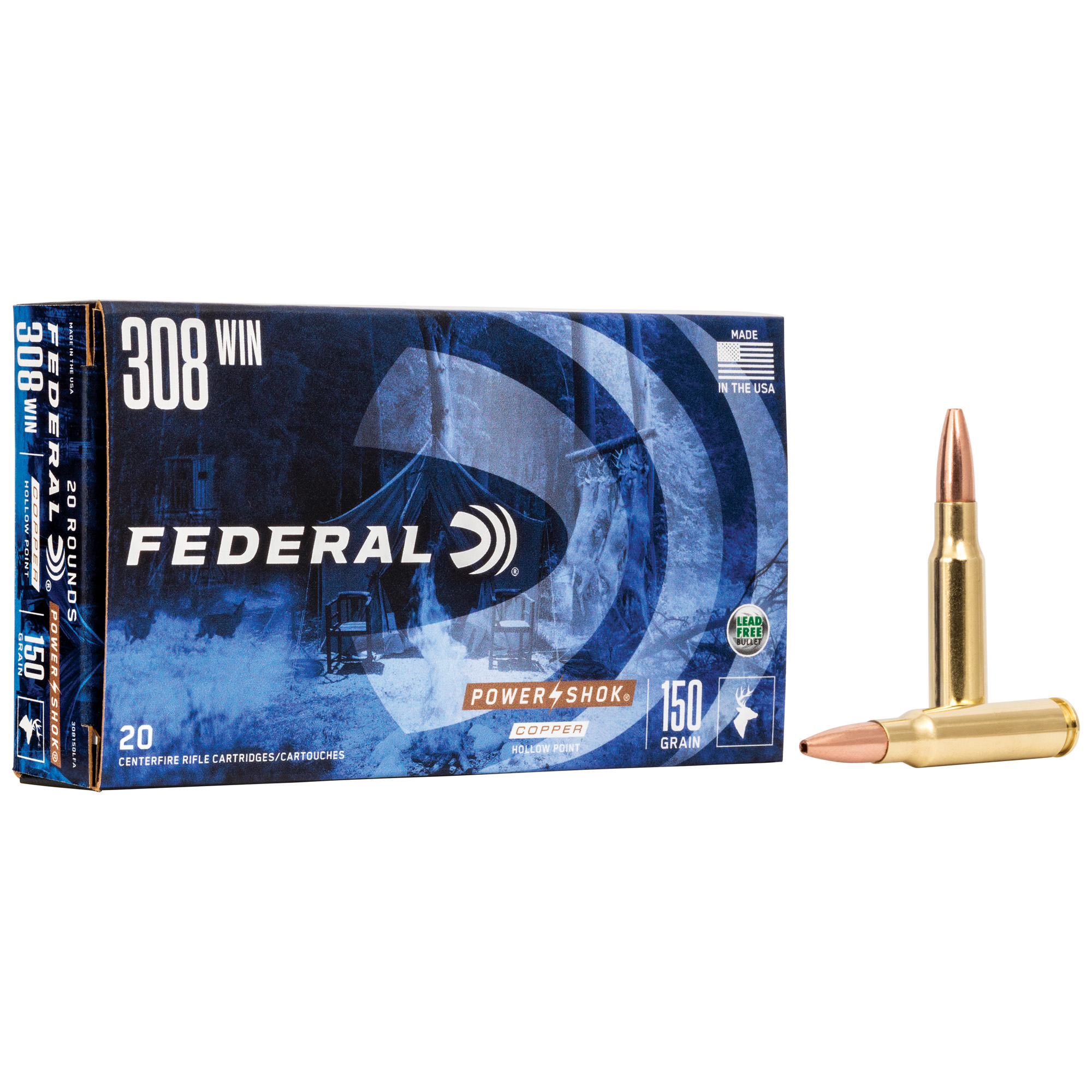 Federal Power-Shok 308win 150 Grain Cpr 20/200 bulk ammo product image