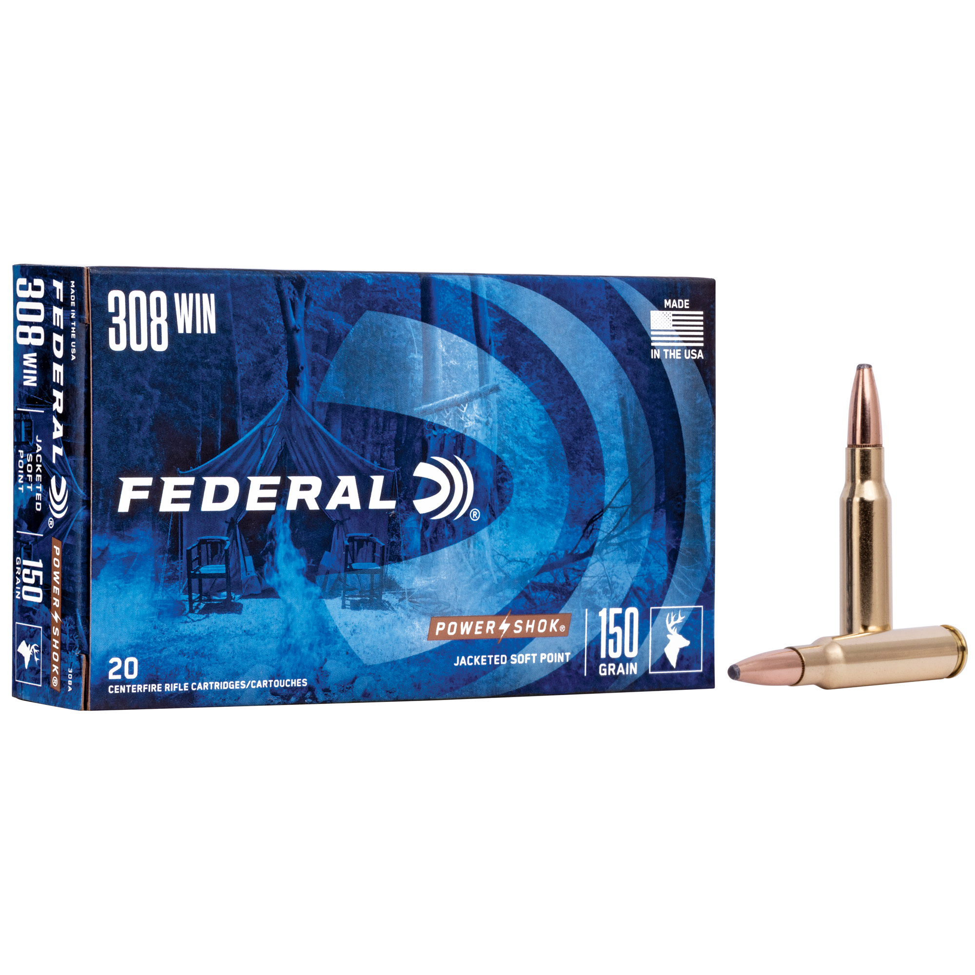 Federal Power-Shok 308wn 150 Grain SP 20/200 bulk ammo product image