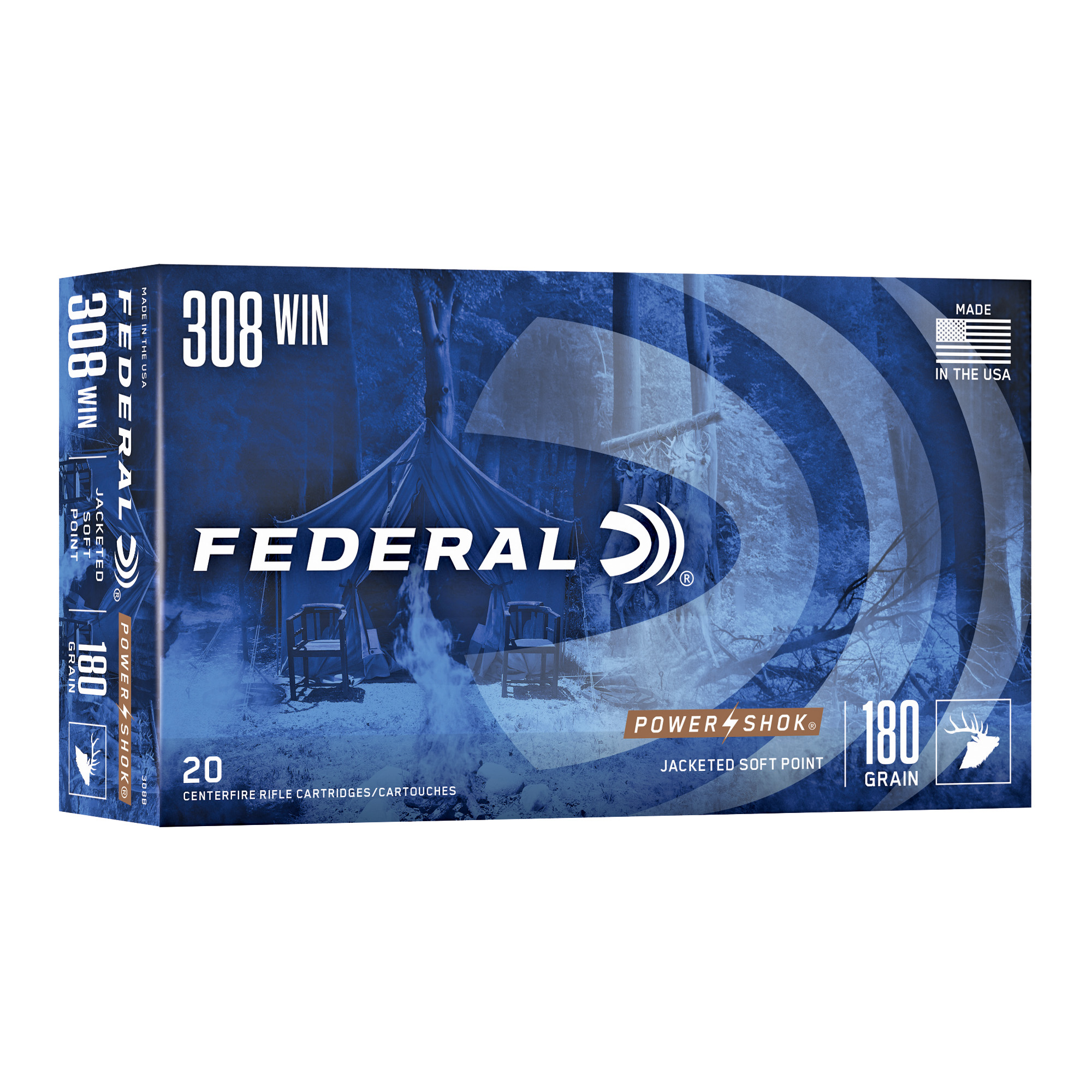 Federal Power-Shok 308wn 180 Grain SP 20/200 bulk ammo product image