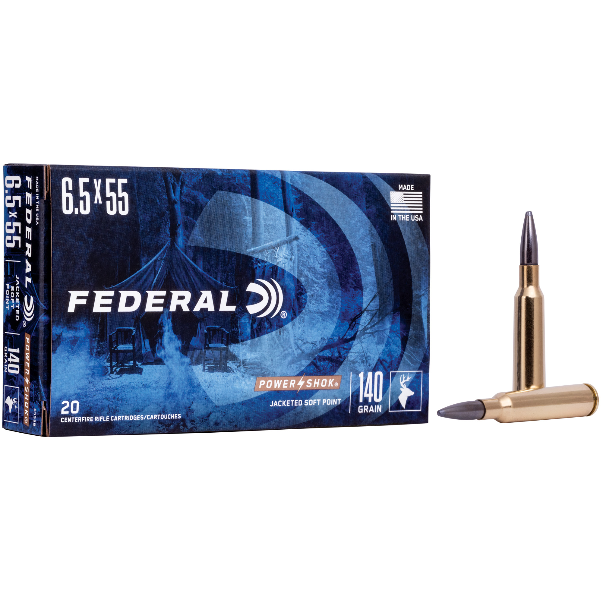 Federal Power-Shok 6.5×55 140 Grain SP 20/200 bulk ammo product image