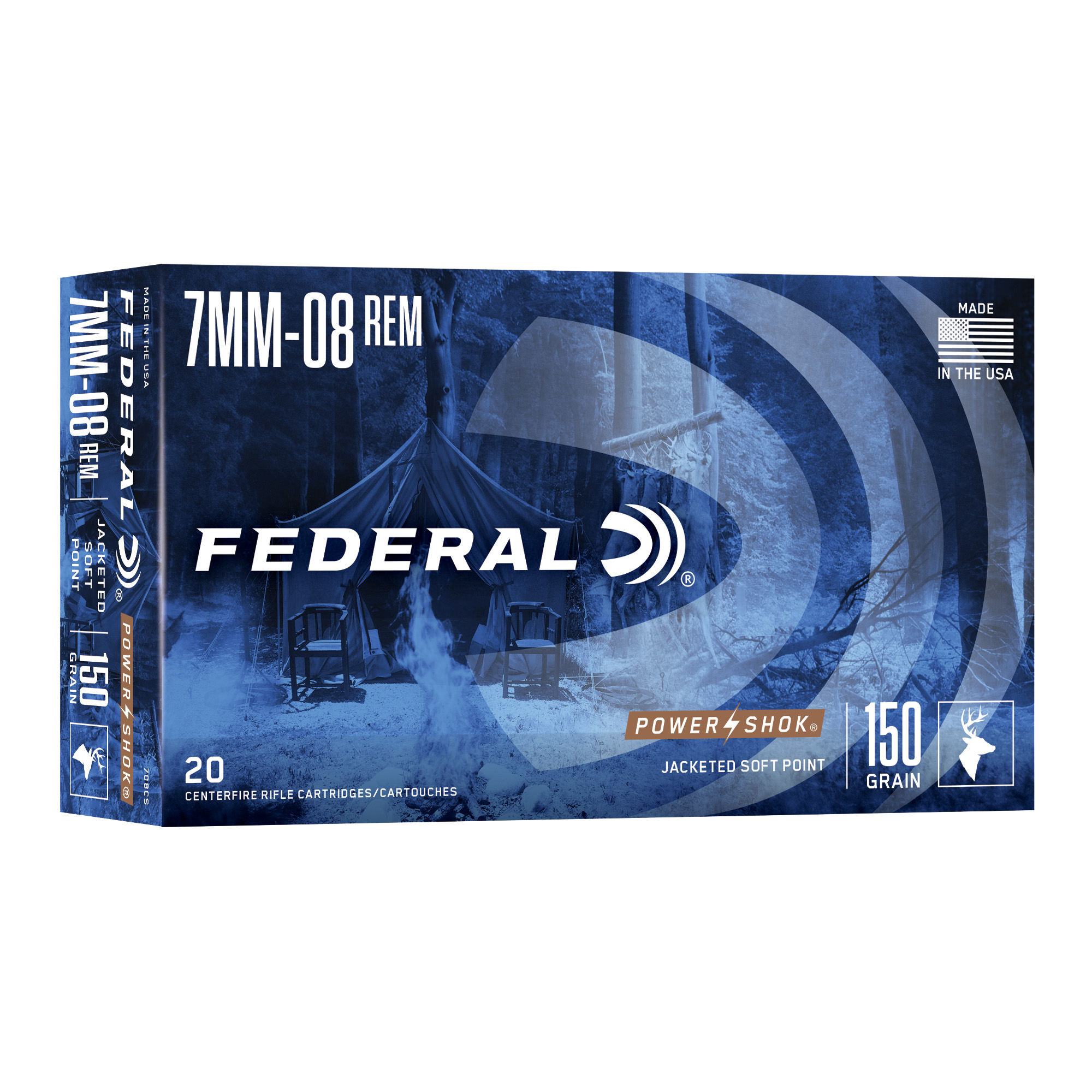 Federal Power-Shok 7mm08 150 Grain SP 20/200 bulk ammo product image