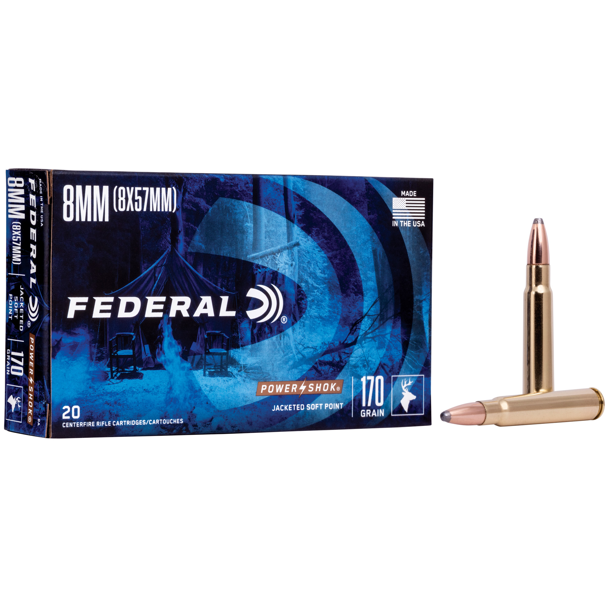 Federal Power-Shok 8mm Mau 170 Grain SP 20/200 bulk ammo product image