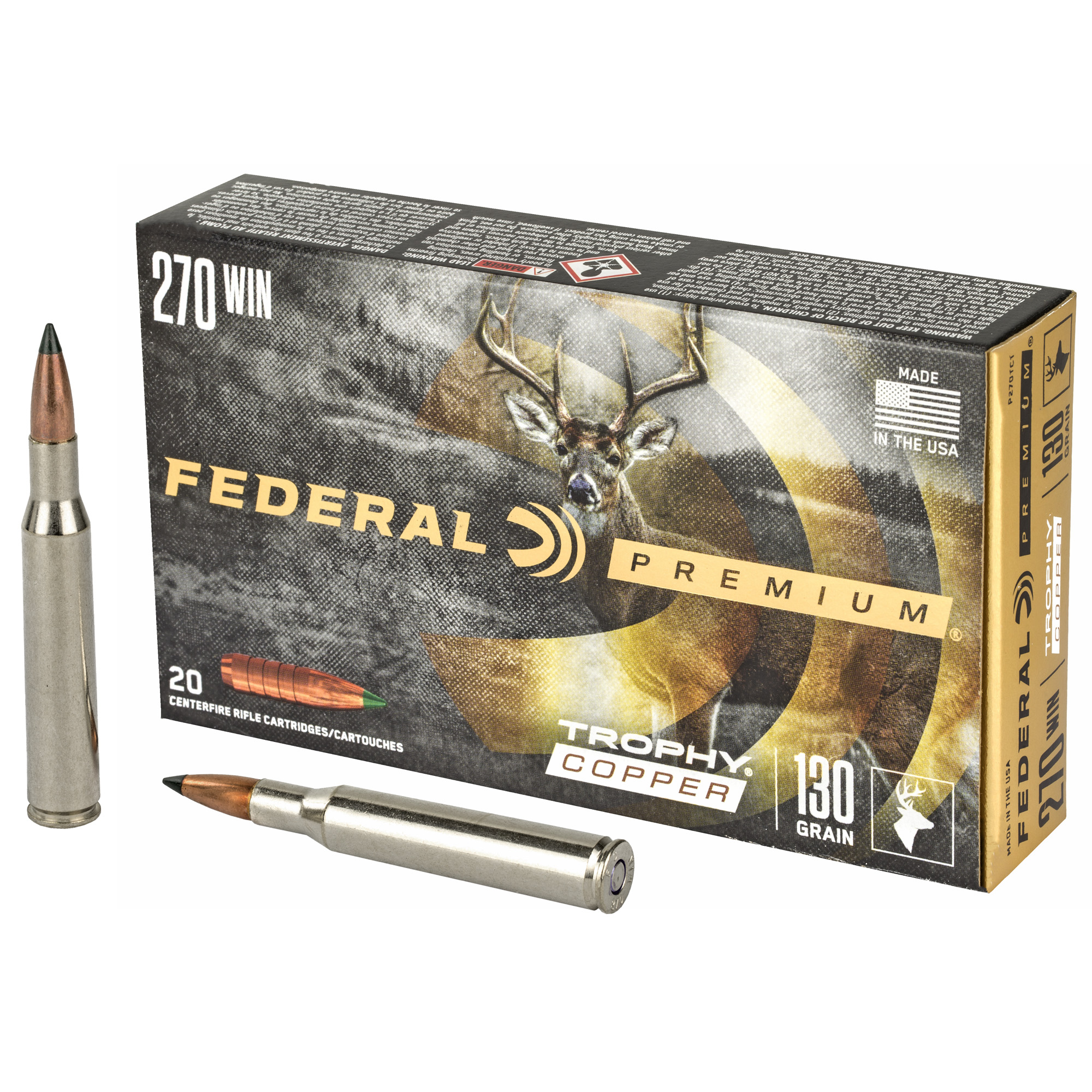 Federal Prm 270win 130 Grain Trphy Copper 20 bulk ammo product image