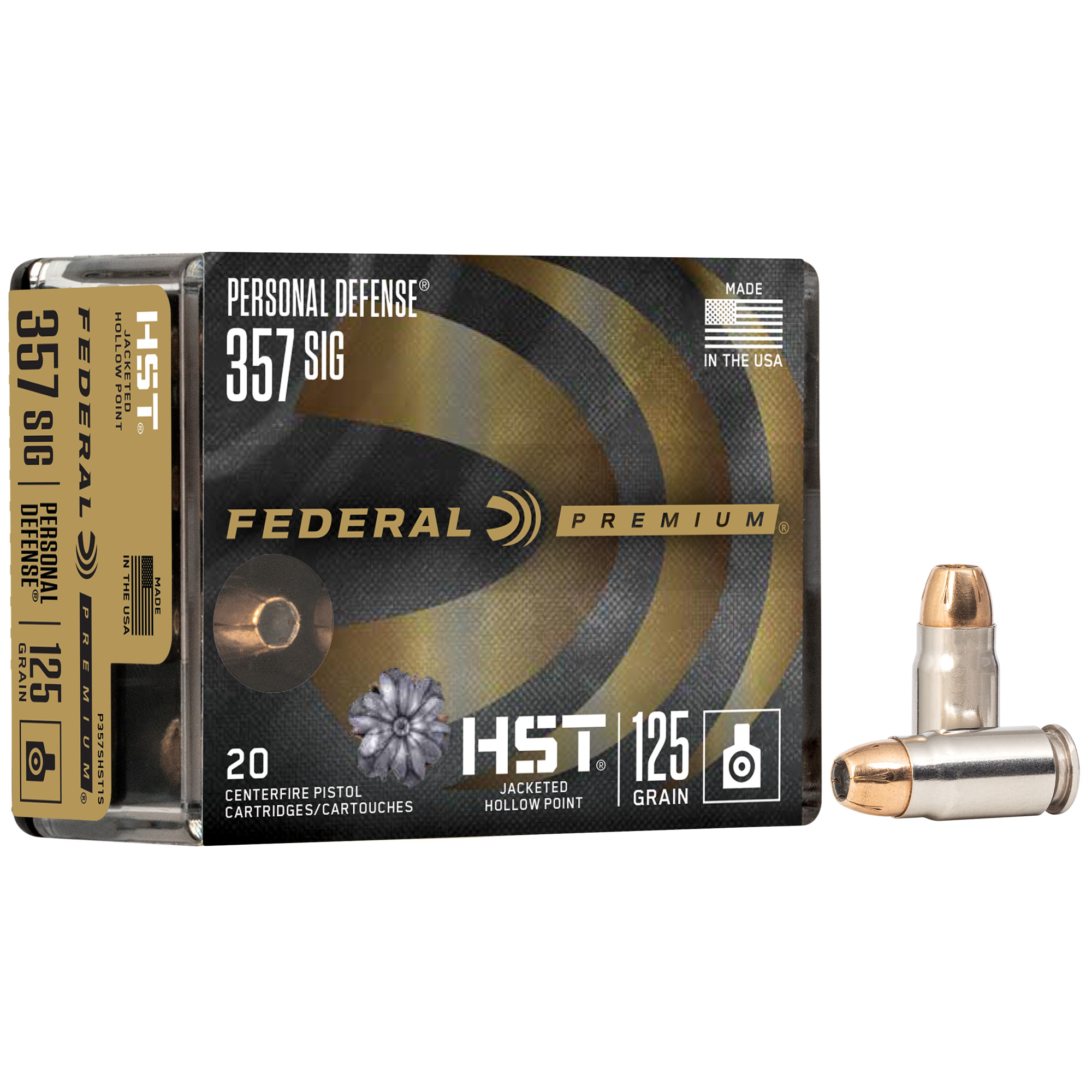 Federal Prm HST 357sig 125 Grain JHP 20/200 bulk ammo product image