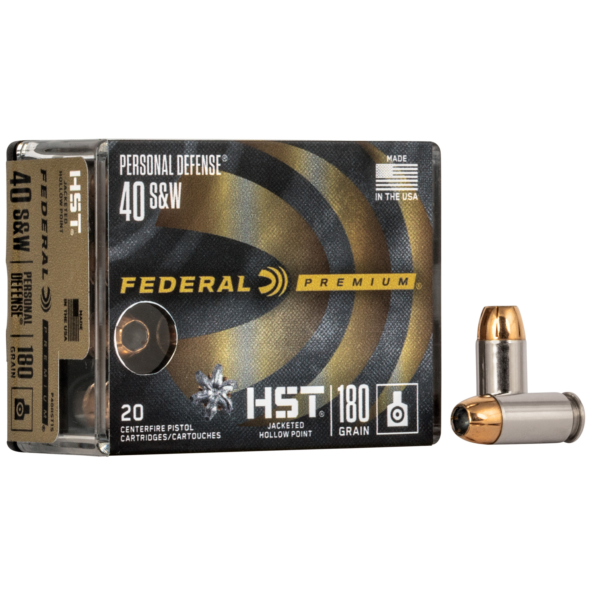 Federal Prm HST 40sw 180 Grain JHP 20/200 bulk ammo product image