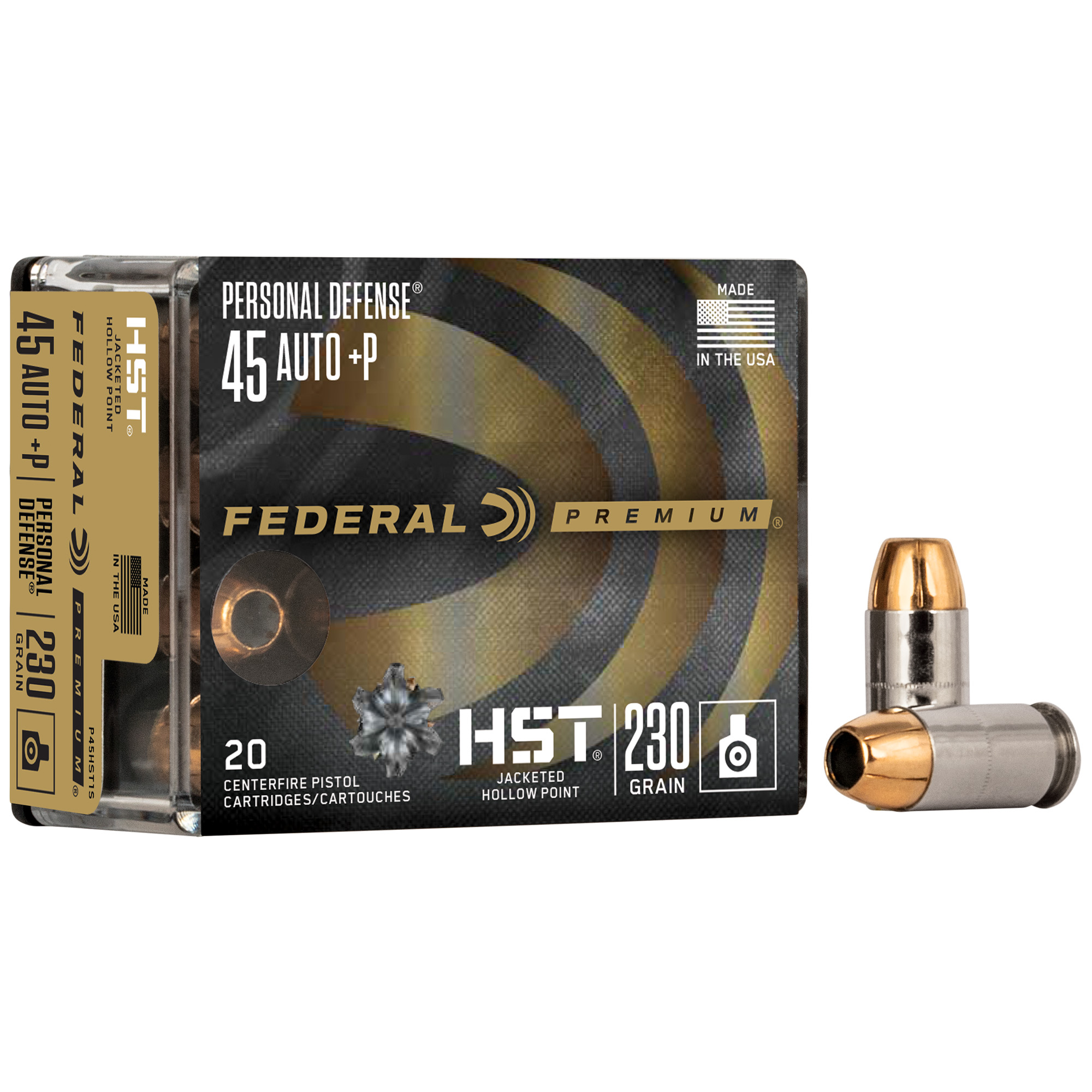 Federal Prm HST 45 Acp+p 230 Grain JHP 20/200 bulk ammo product image