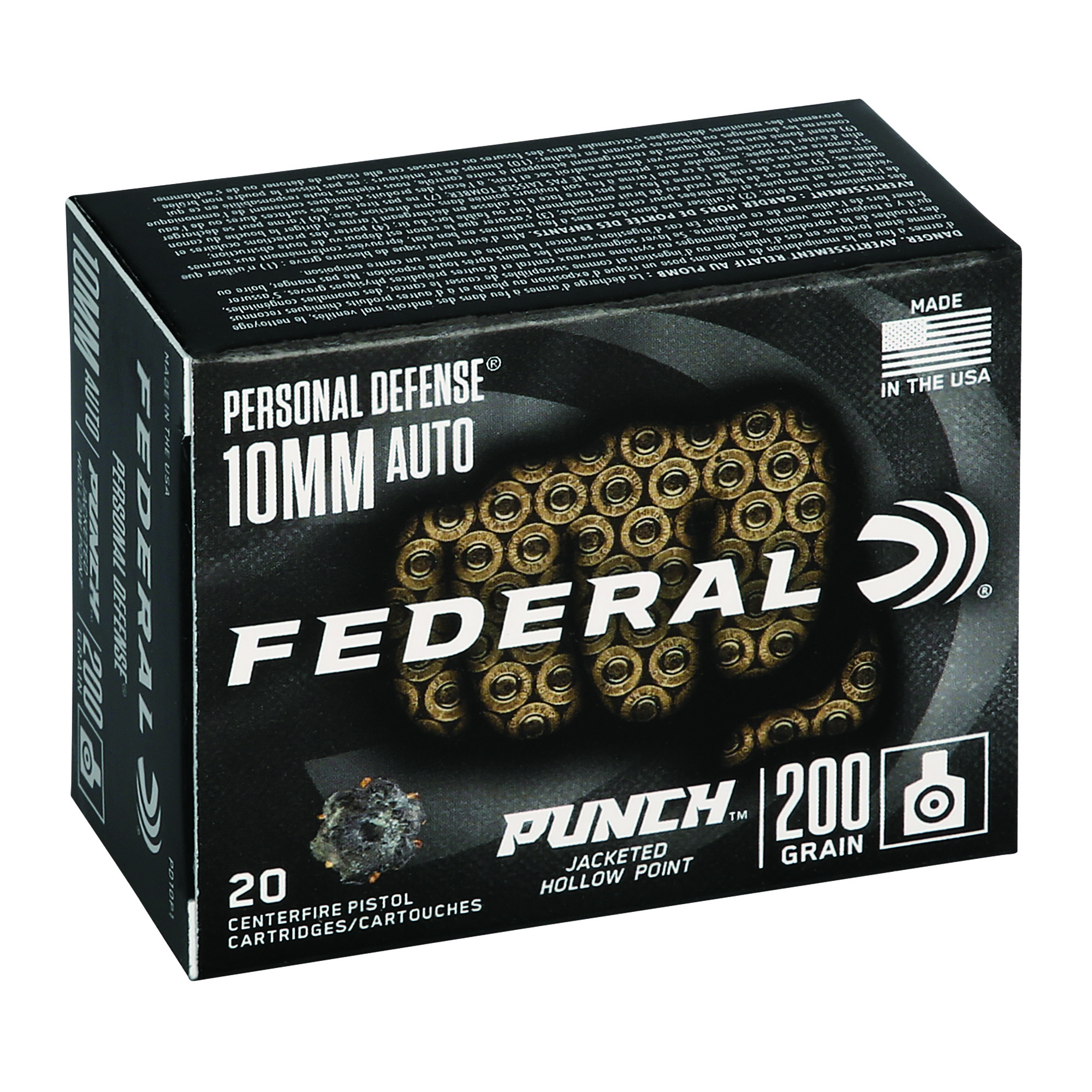 Federal Prm Punch 10mm 200 Grain JHP 20/200 bulk ammo product image