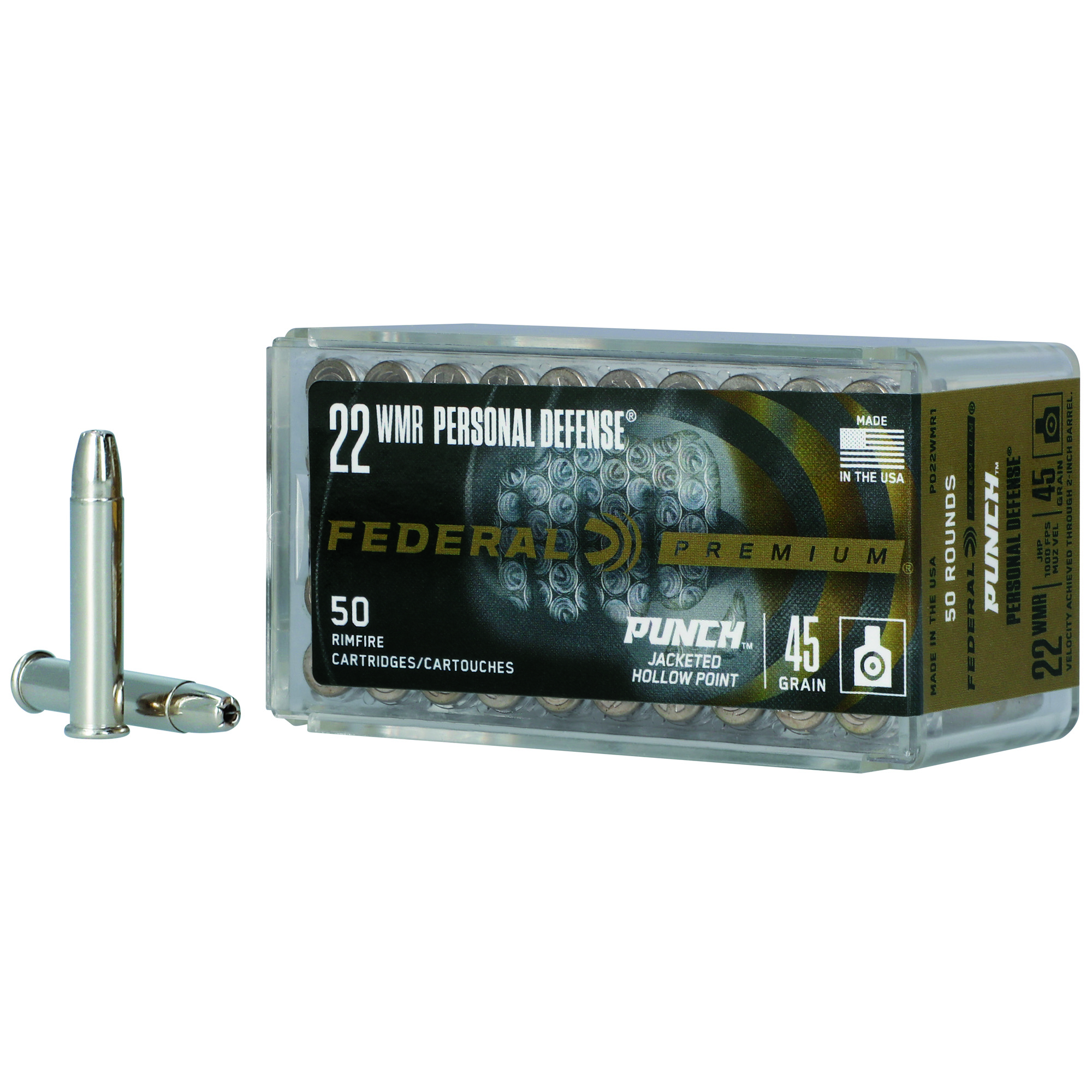Federal Punch 22 WMR 45 Grain JHP 50/3000 bulk ammo product image