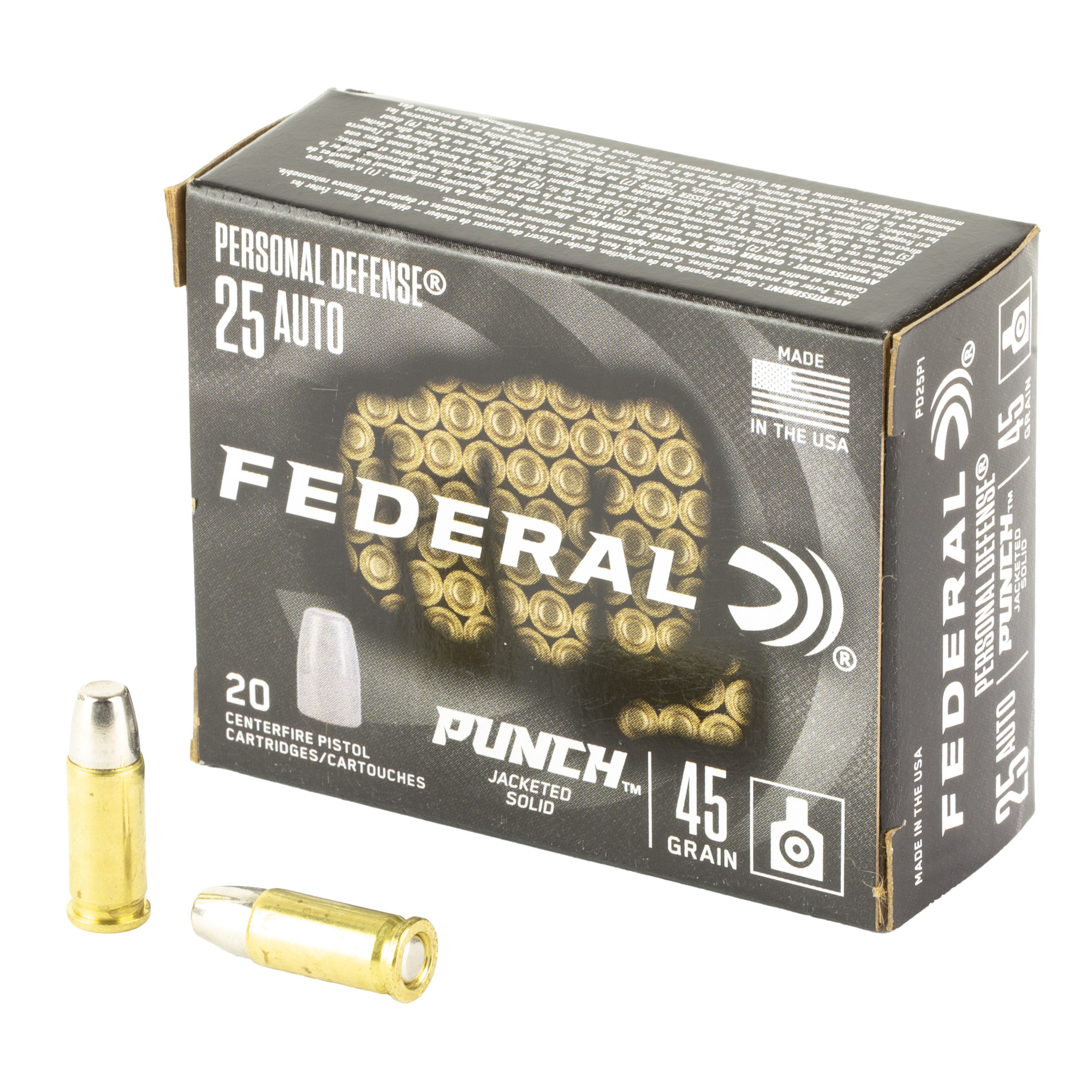 Federal Punch 25 Auto 45 Grain Sld 20/200 bulk ammo product image