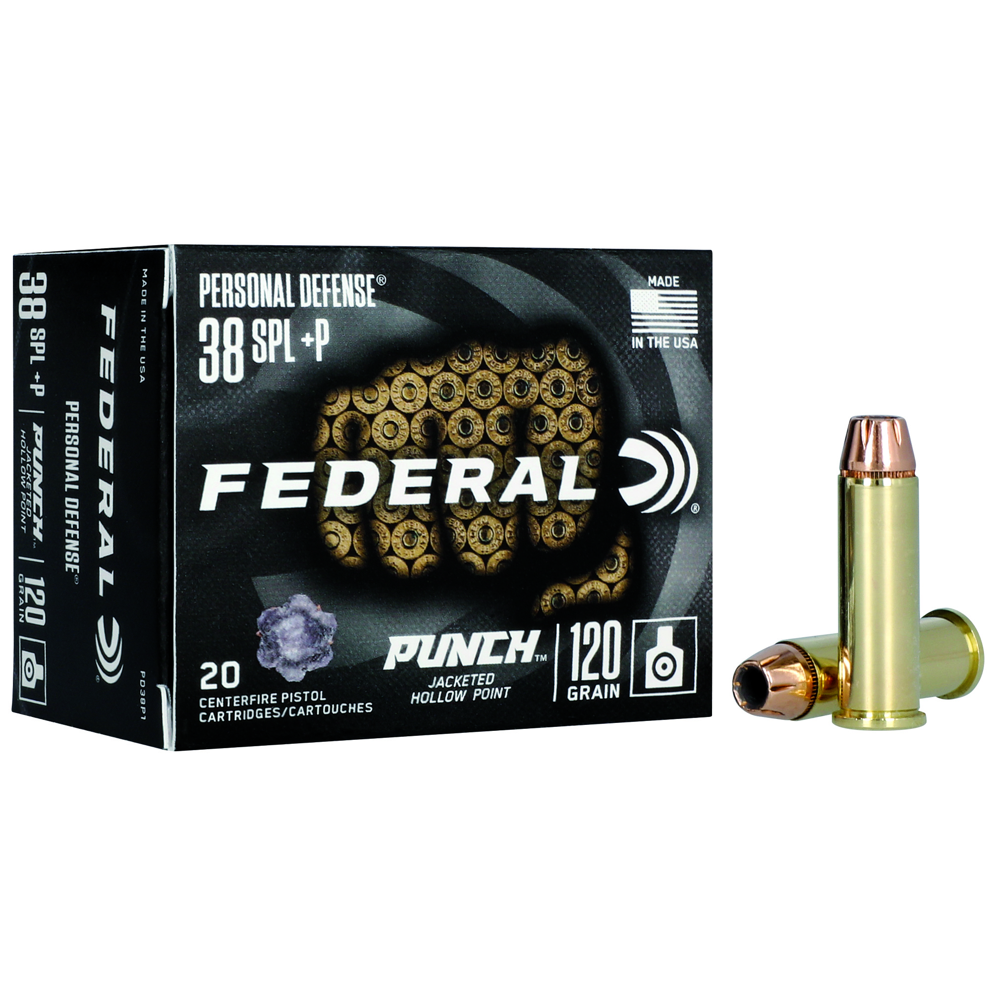 Federal Punch 38 Spl 120 Grain JHP 20/200 bulk ammo product image