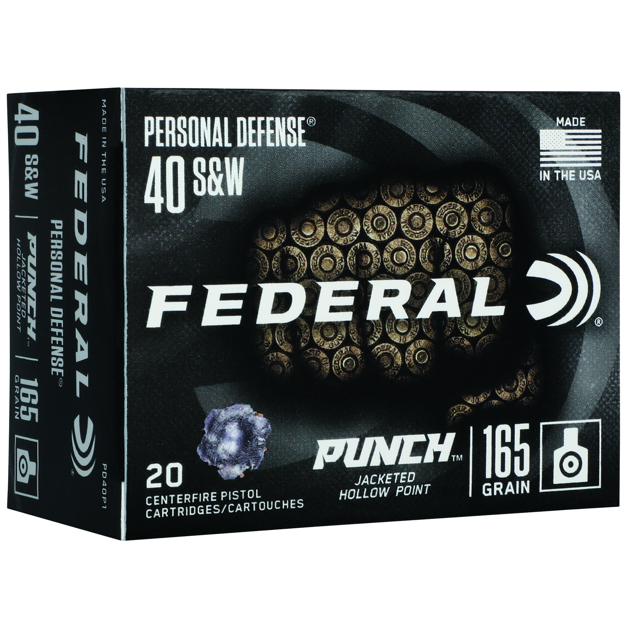 Federal Punch 40 S&w 165 Grain JHP 20/200 bulk ammo product image