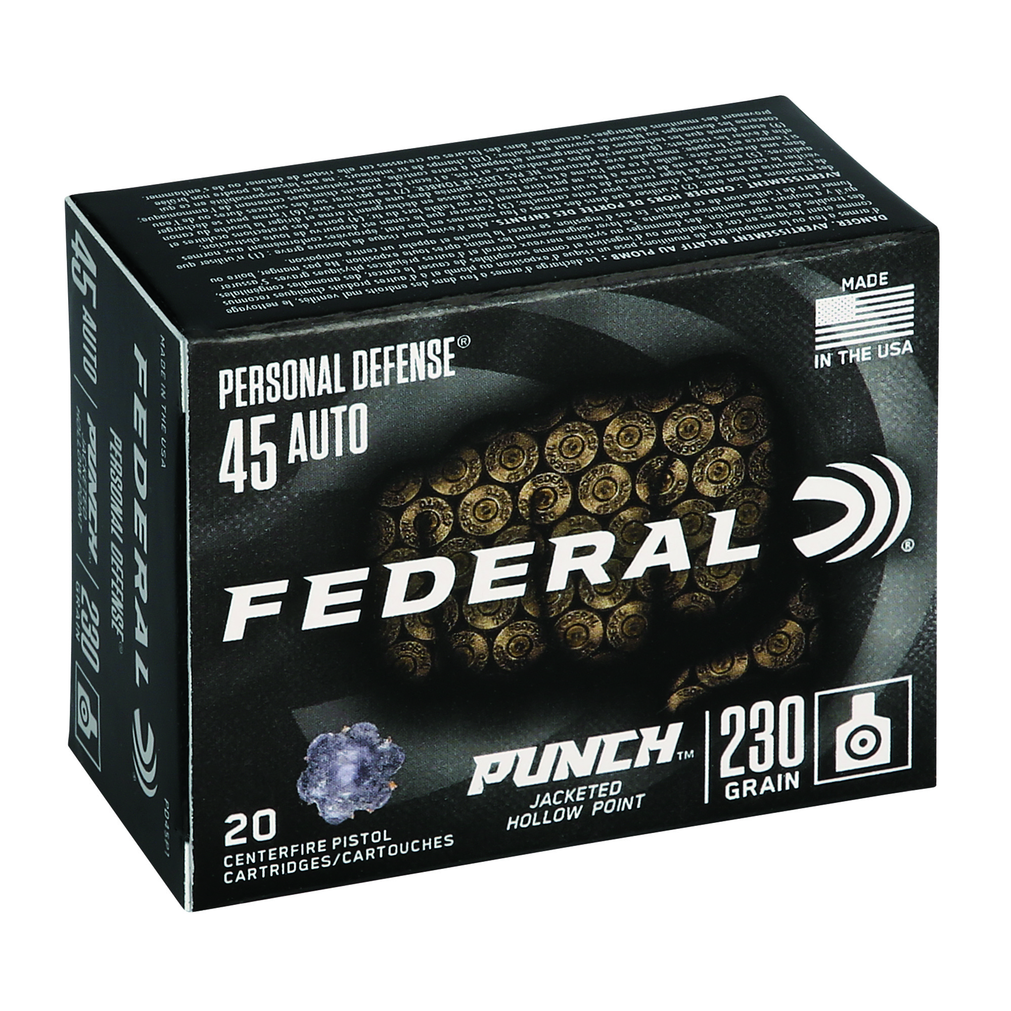 Federal Punch 45 ACP 230 Grain JHP 20/200 bulk ammo product image