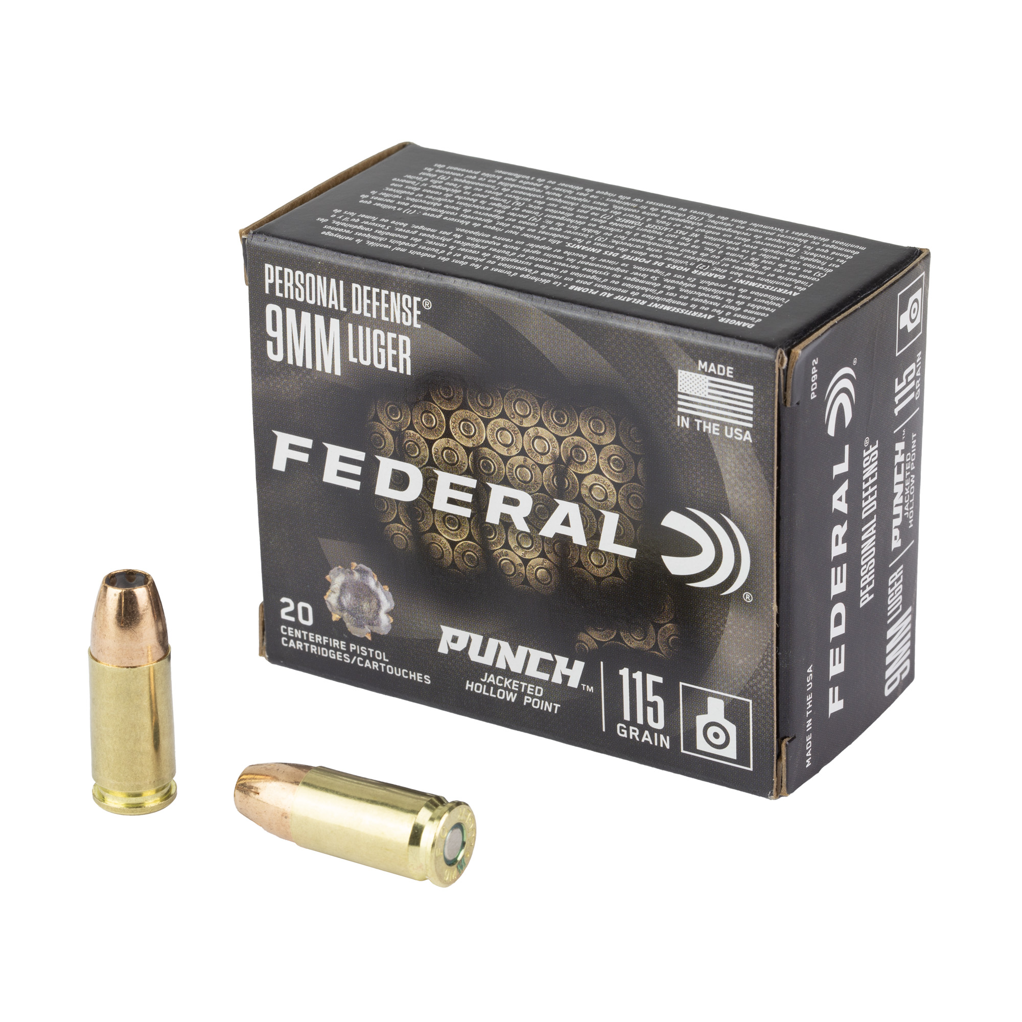 Federal Punch 9mm 115 Grain JHP 20/200 bulk ammo product image