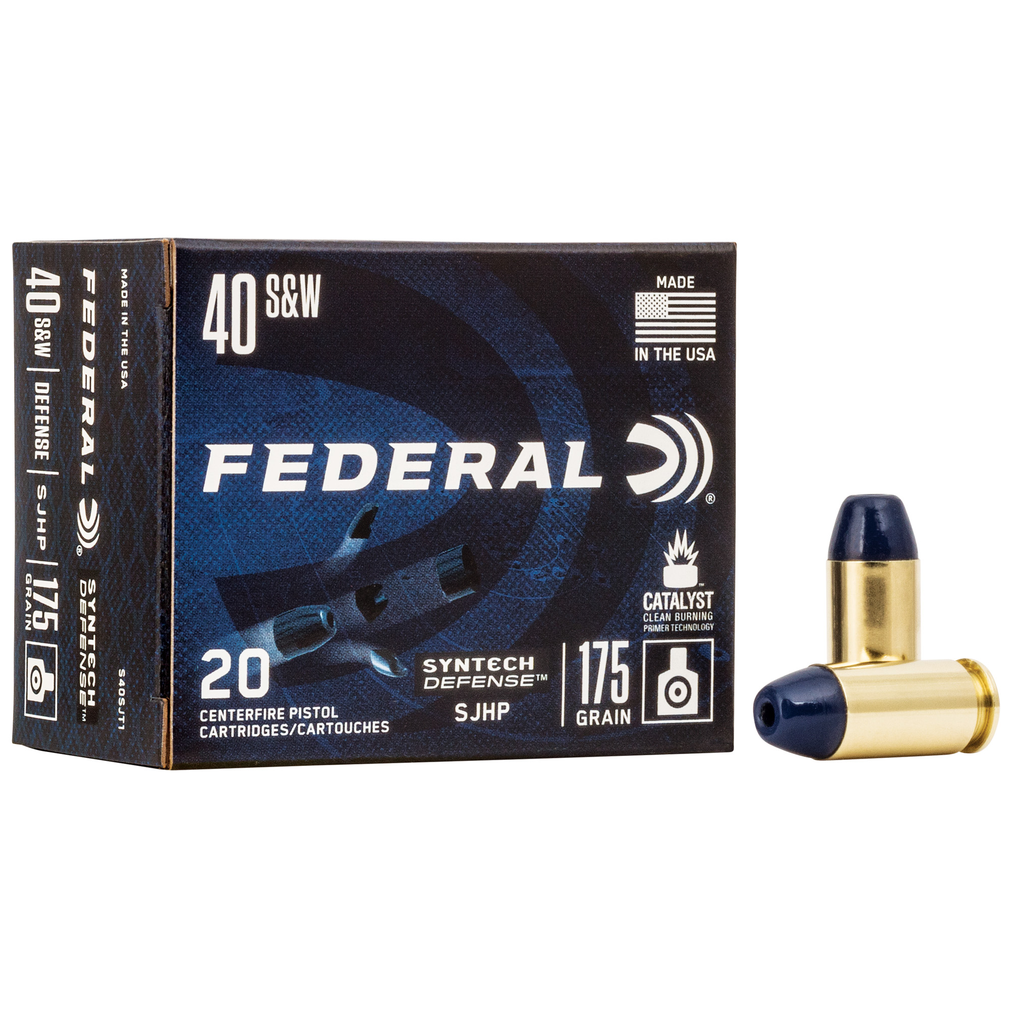 Federal Syn Def 40s&w 175 Grain SJHP 20/200 bulk ammo product image