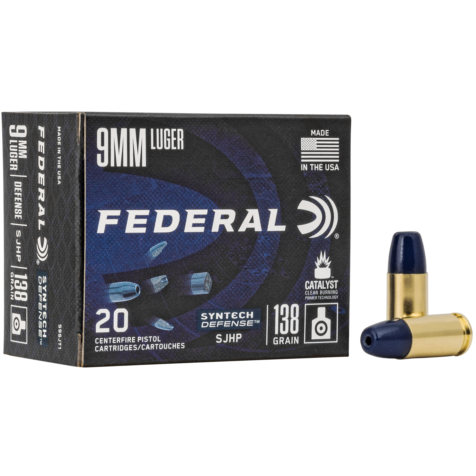 Federal Syn Def 9mm 138 Grain SJHP 20/200 bulk ammo product image