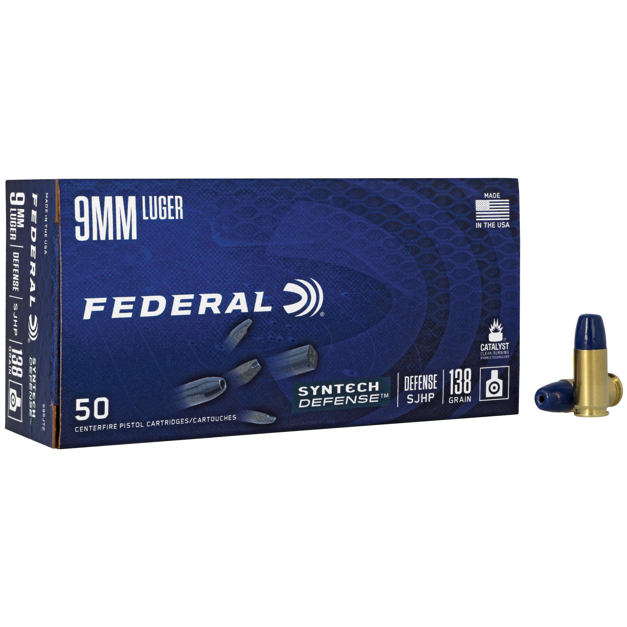 Federal Syn Def 9mm 138 Grain SJHP 50/500 bulk ammo product image