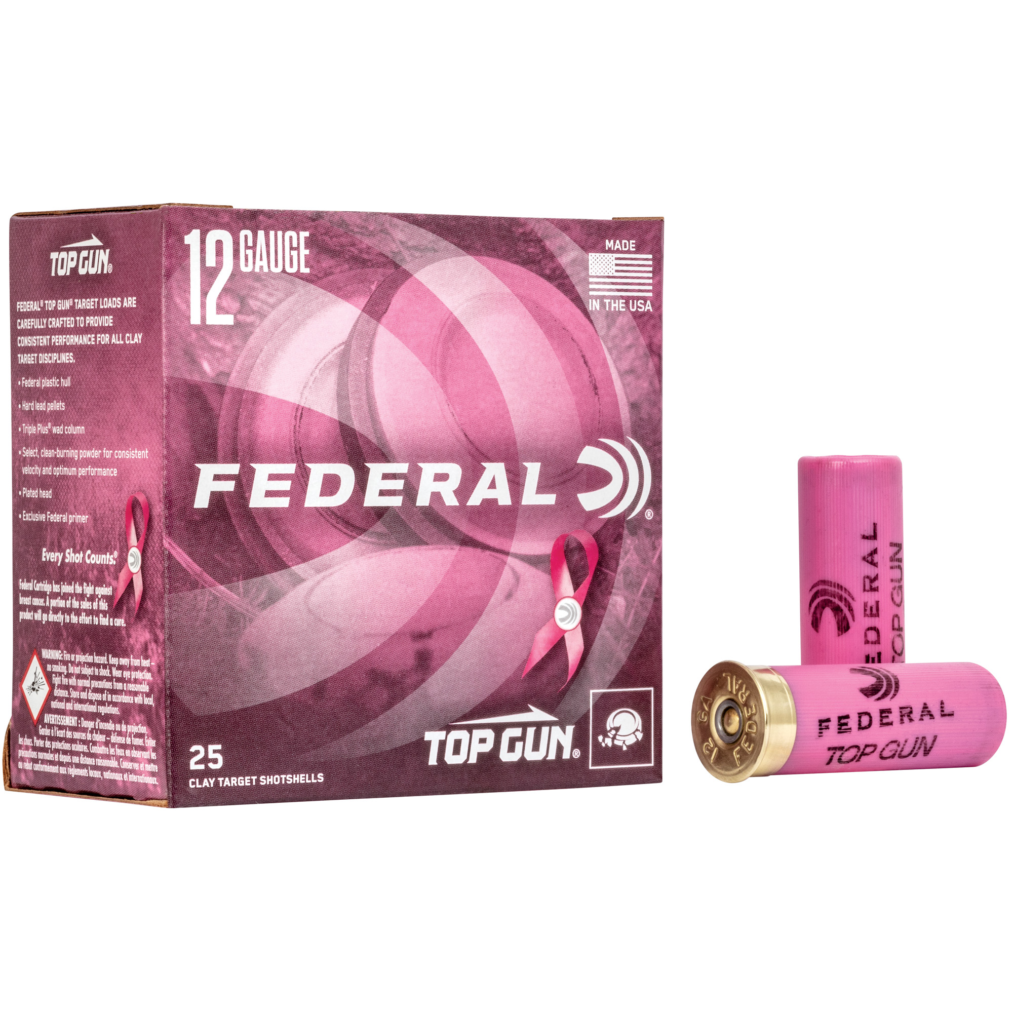 Federal Top Gun 12 Gauge 2.75″ #8 Pnk 25/250 bulk ammo product image