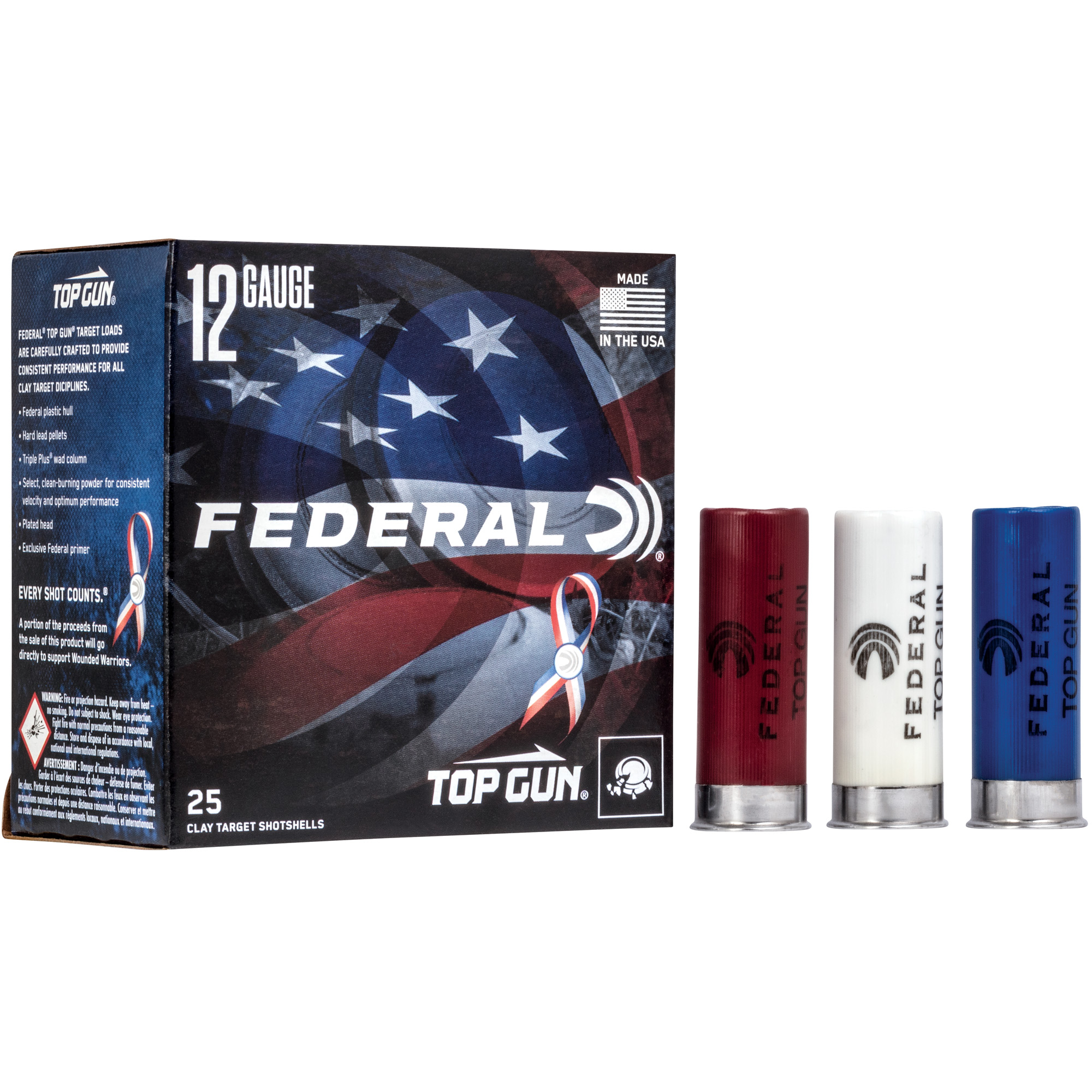 Federal Top Gun 12 Gauge 2.75″ #8 Rwb 25/250 bulk ammo product image