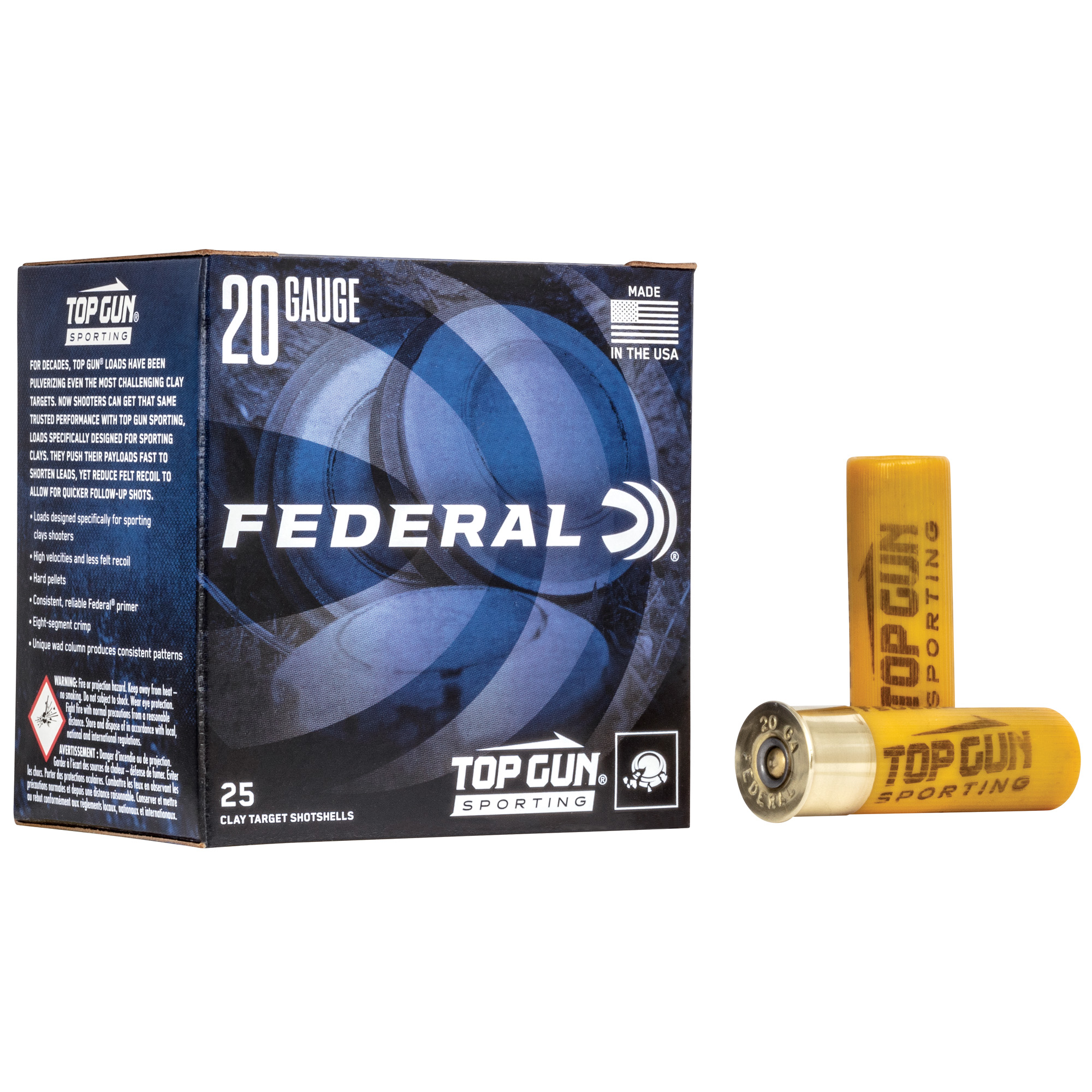 Federal Top Gun 20 Gauge 2.75″ #8 25/250 bulk ammo product image