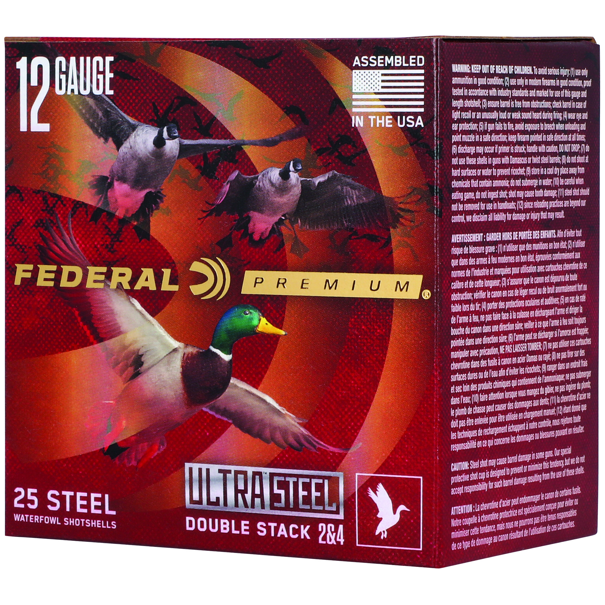 Federal Ult Stl 12 Gauge 3″ 1.25 oz #2/#4 Shot 25 bulk ammo product image