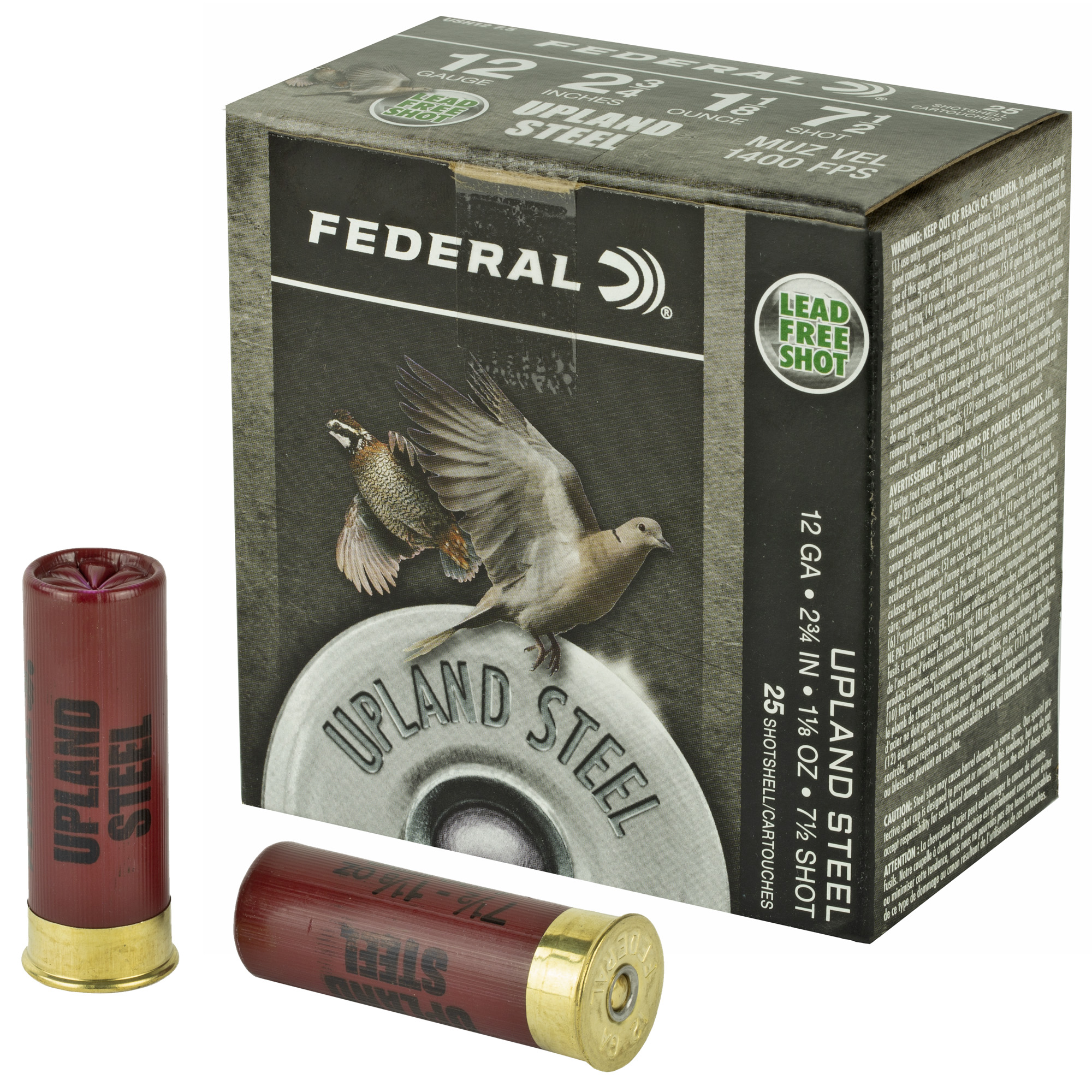 Federal Uplnd Stl 12 Gauge 2.75″ #7.5 25/250 bulk ammo product image
