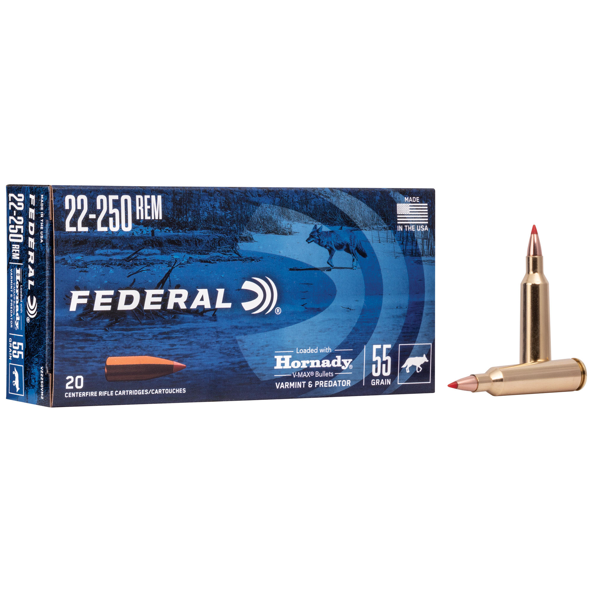 Federal V&p 22-250rem 55 Grain V-MAX 20/200 bulk ammo product image