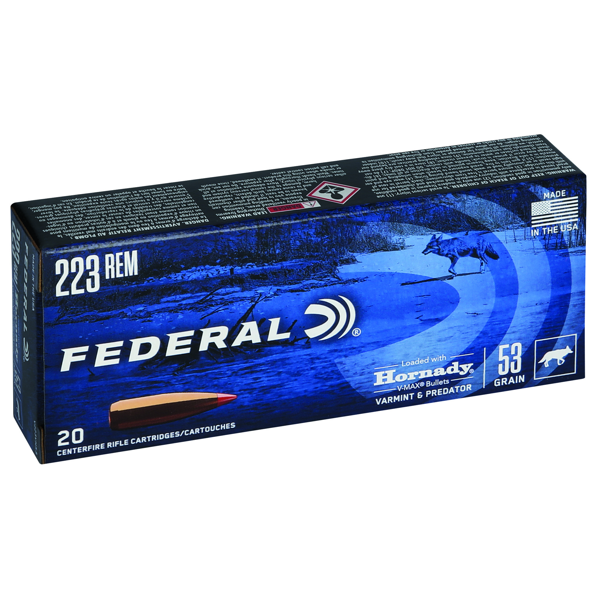 Federal V&p 223rem 53 Grain Hrndy V-MAX 20/2 bulk ammo product image