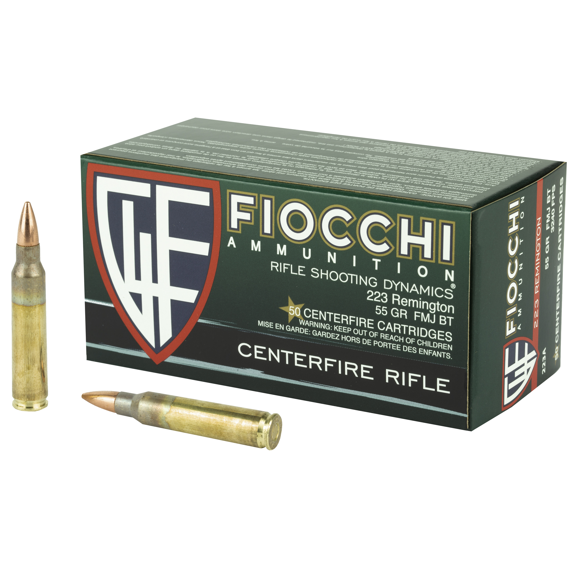 Fiocchi 223rem 55 Grain FMJBT 50/1000 bulk ammo product image