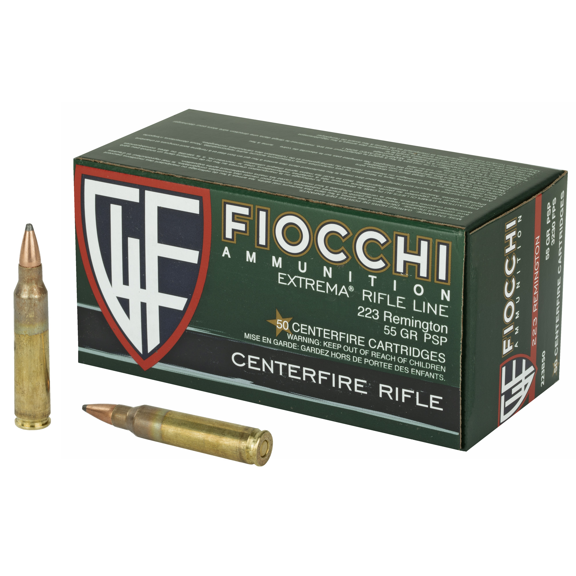 Fiocchi 223rem 55 Grain PSP 50/500 bulk ammo product image